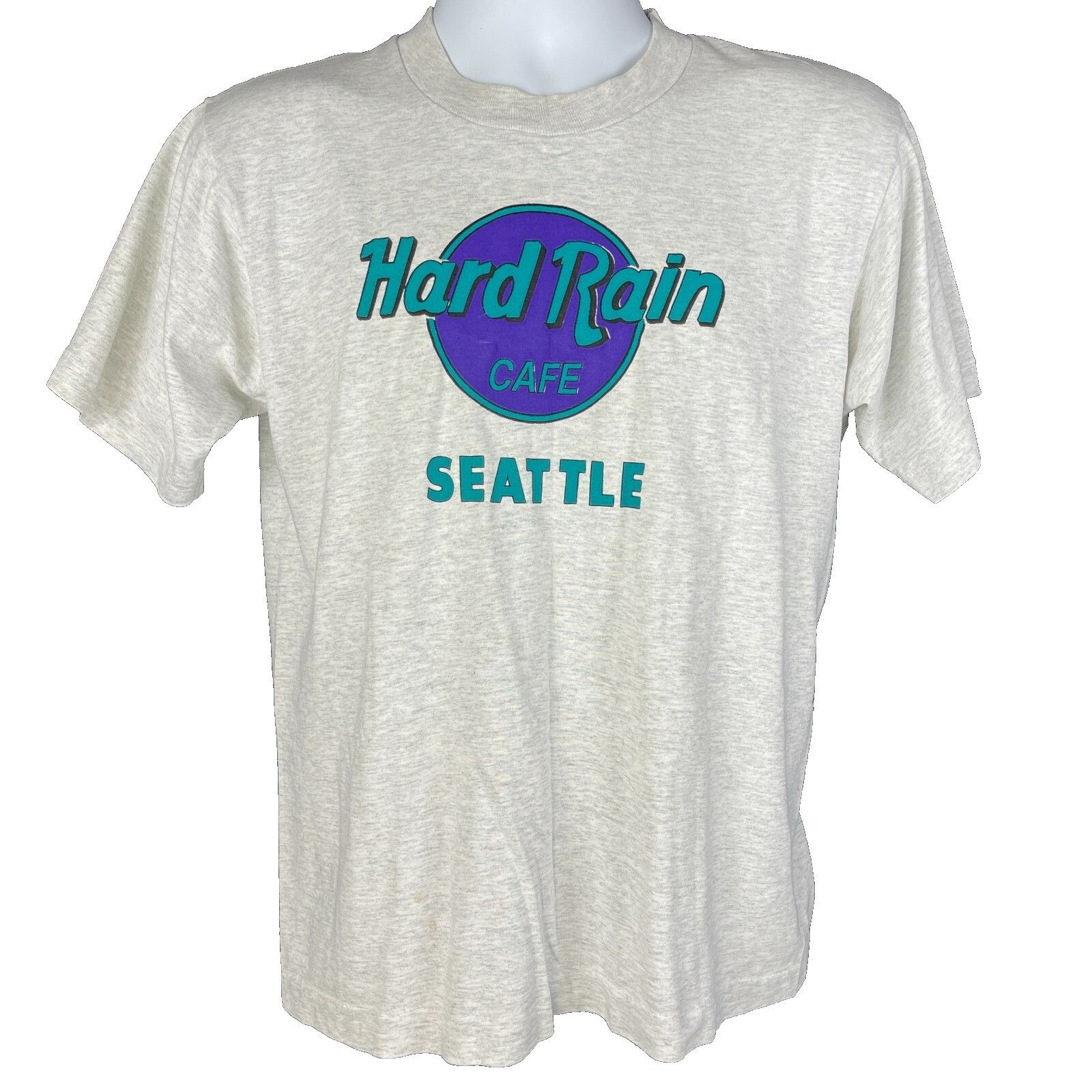 Fruit Of The Loom Hard Rain Cafe Seattle Mens Vtg T-Shirt size Medium Single S Size US M / EU 48-50 / 2 - 3 Thumbnail