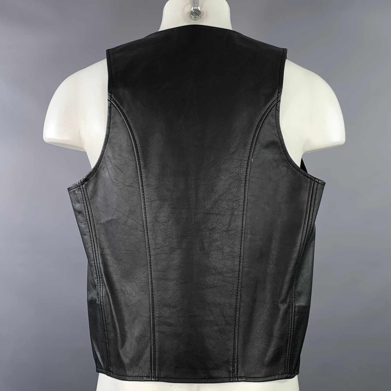 Other MR. S LEATHER Size S Black Leather Open Front Vest Size 36R - 3 Thumbnail