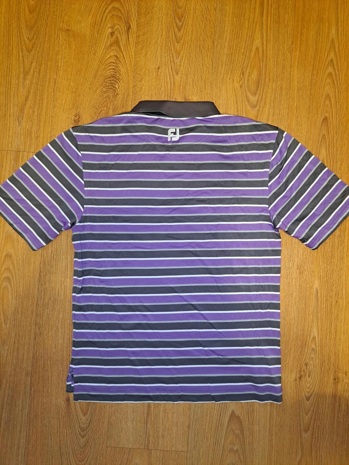 Footjoy FootJoy Golf Polo Shirt Mens Medium Purple Gray Striped Size US M / EU 48-50 / 2 - 5 Thumbnail