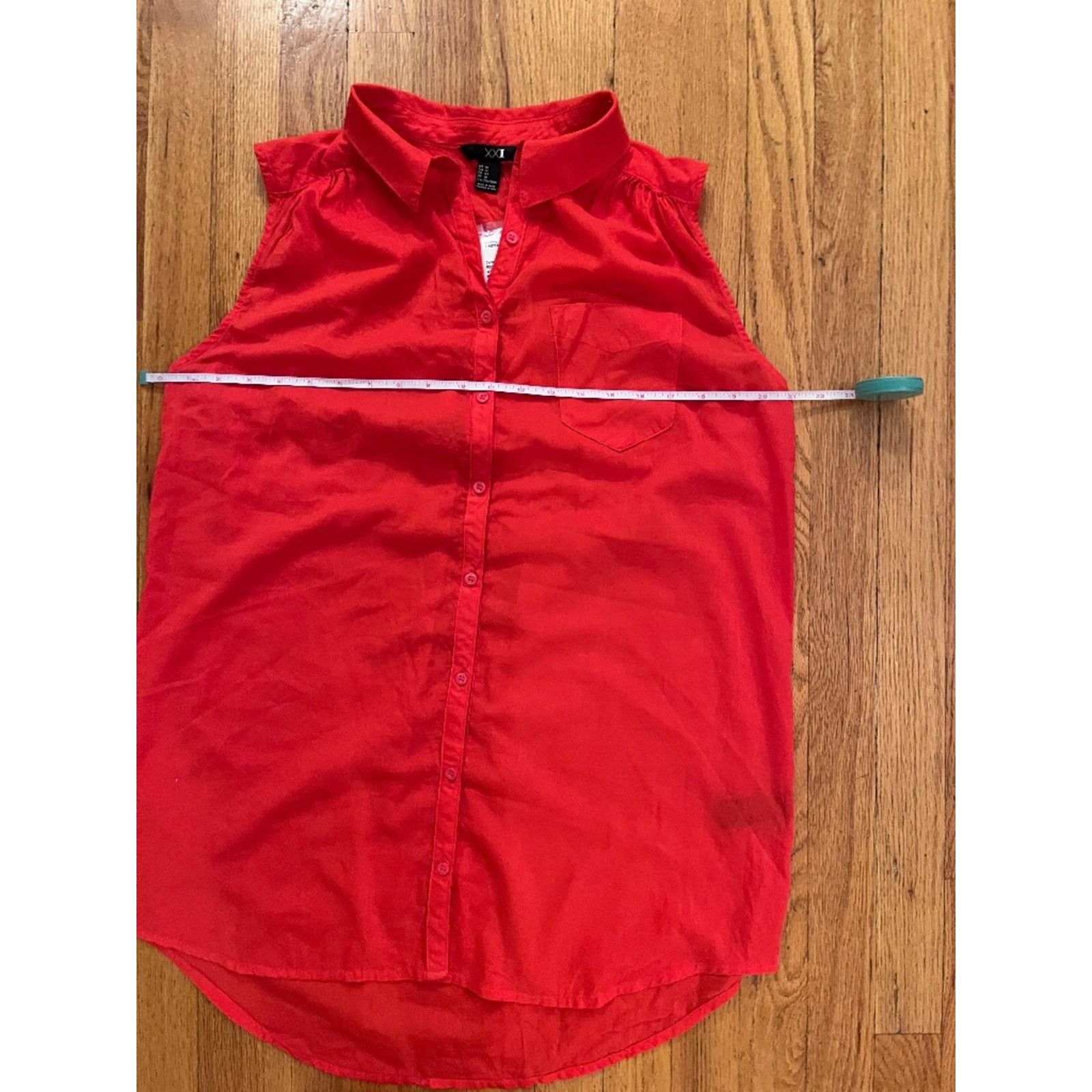 Forever 21 NWT Forever 21 Red Sleeveless Button-Down Tunic Blouse Size XL / US 12-14 / IT 48-50 - 3 Thumbnail