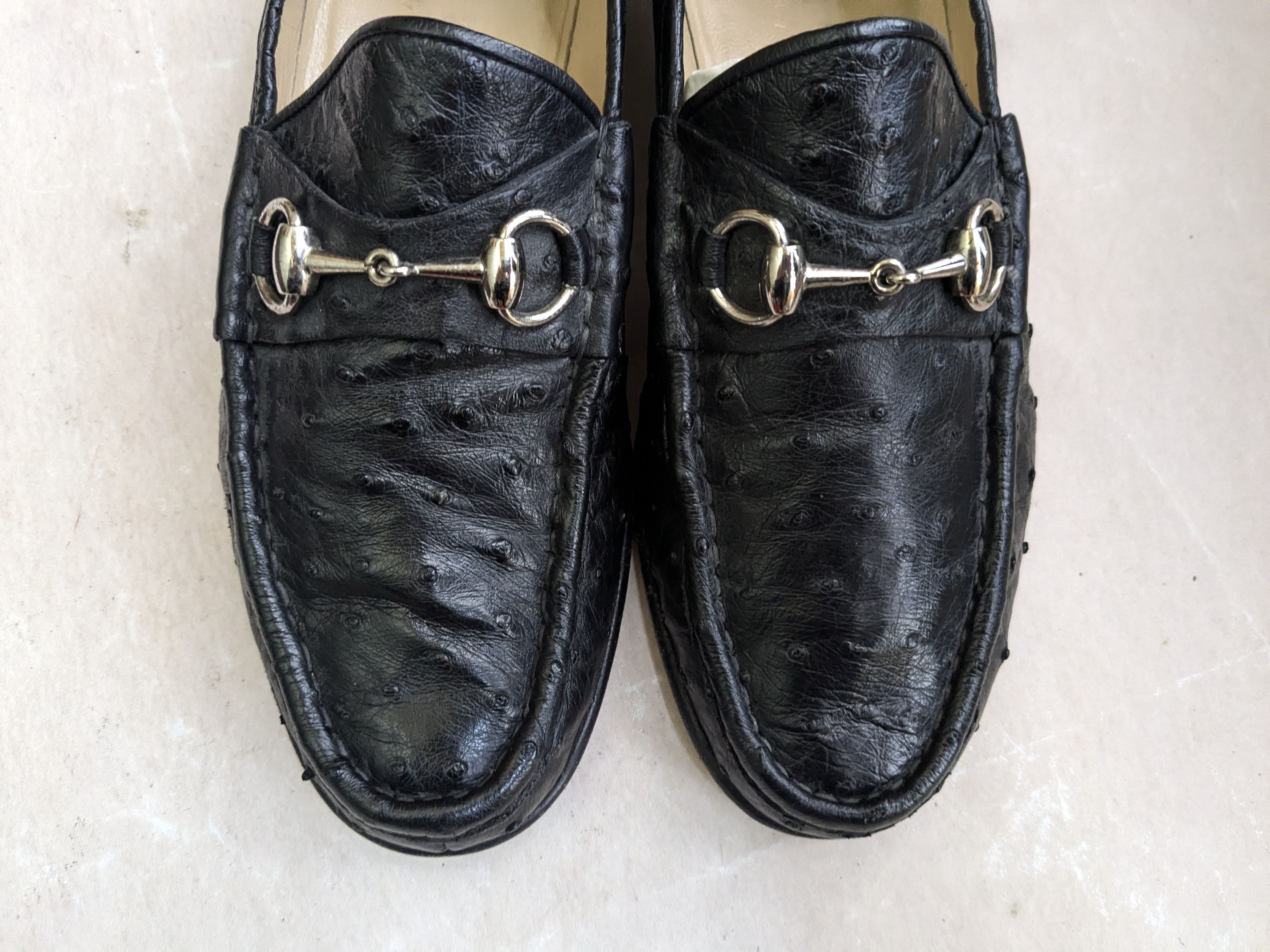 Gucci Gucci Horsebit Loafers Black Ostrich 8 D Leather Slip On Size US 8 / EU 41 - 3 Thumbnail
