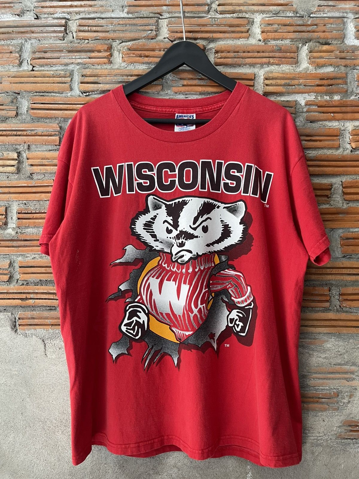 Vintage 🔥 Vintage 90s University of Wisconsin Badgers T-Shirt L Size US L / EU 52-54 / 3 - 10 Thumbnail