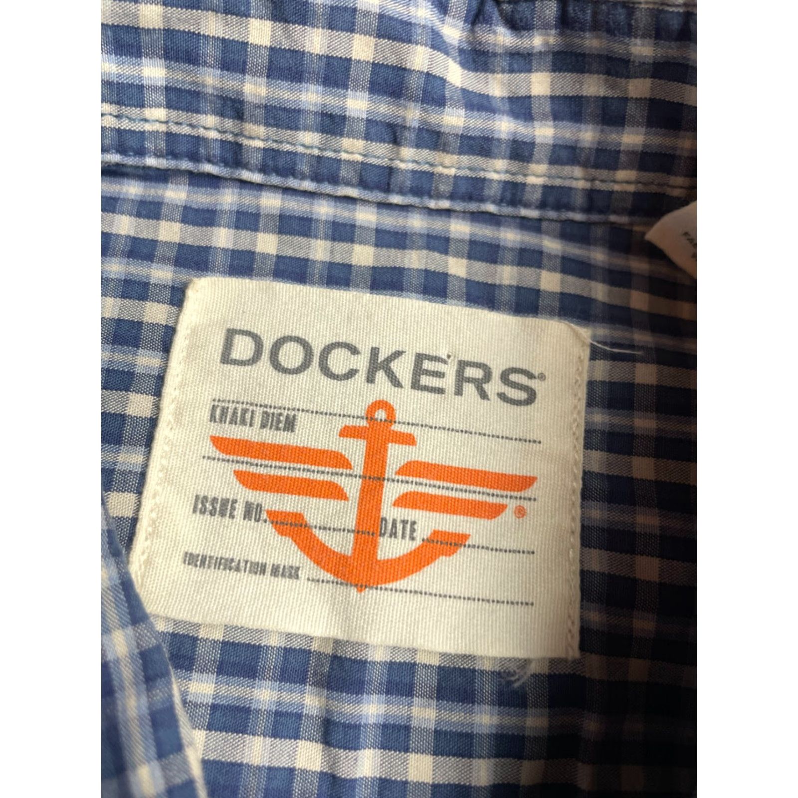 Dockers DOCKERS Shirt Men Medium Blue White Check Button Up Short Sleeve Pocket Size US M / EU 48-50 / 2 - 6 Thumbnail