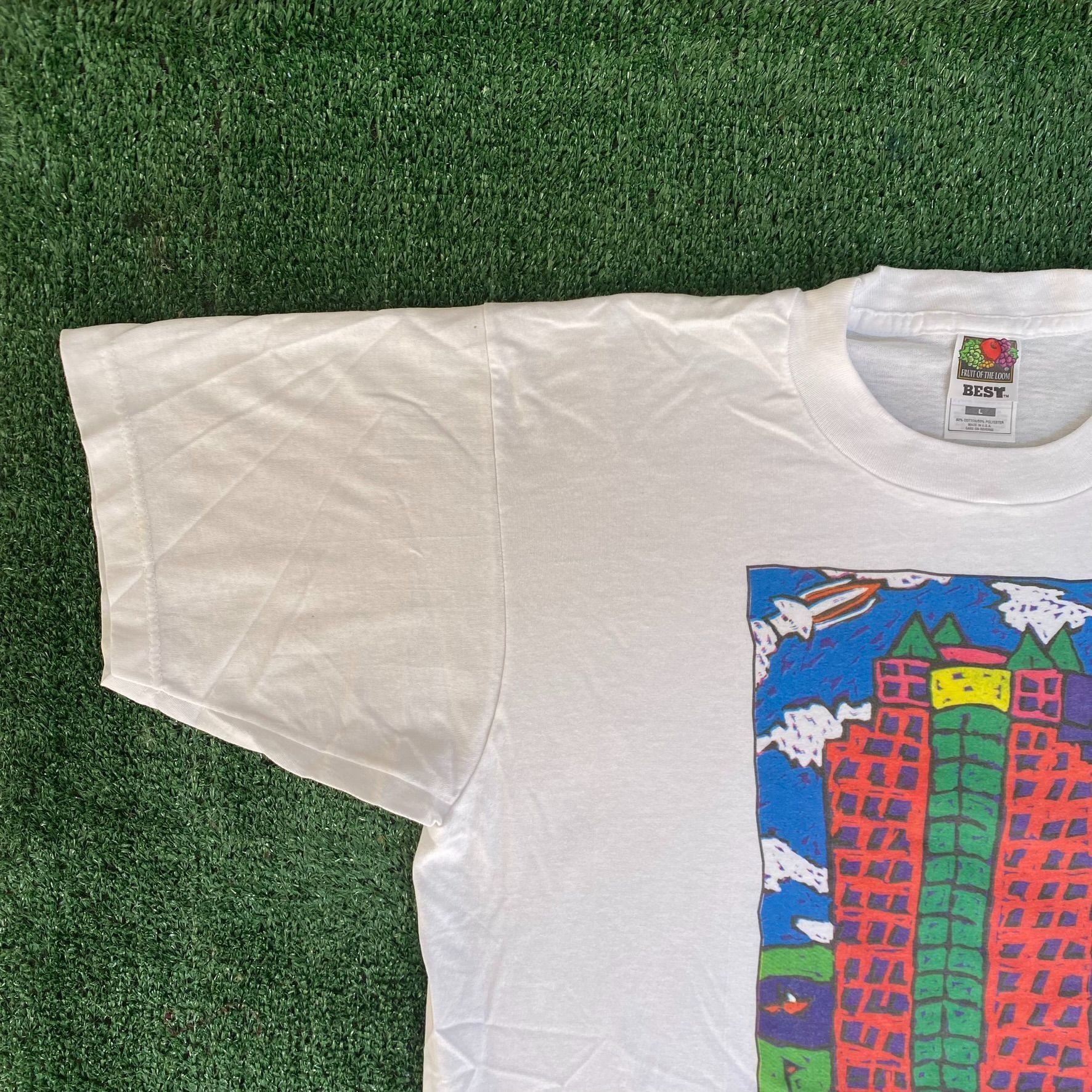 Fruit Of The Loom Vintage 90s SunTrust Bank Shirt Cartoon Building Neon Art Te Size US L / EU 52-54 / 3 - 2 Thumbnail