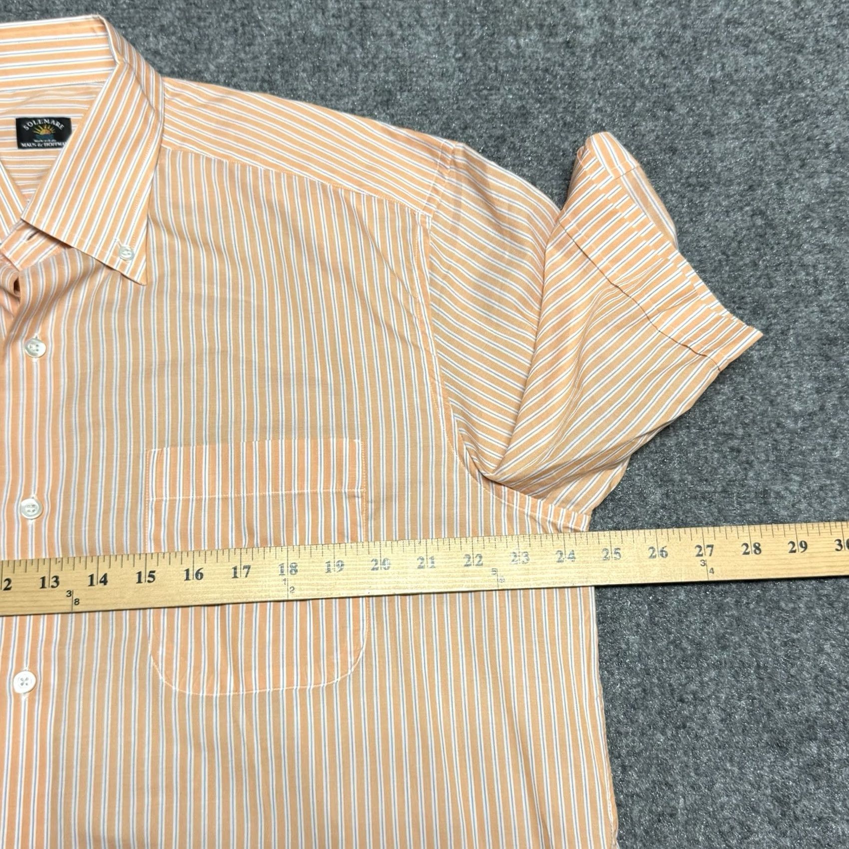 Vintage Solemare Maus & Hoffman Shirt Mens L Orange White Striped Short Sleeve Button-Up Collar-Down Casual Size US L / EU 52-54 / 3 - 7 Thumbnail
