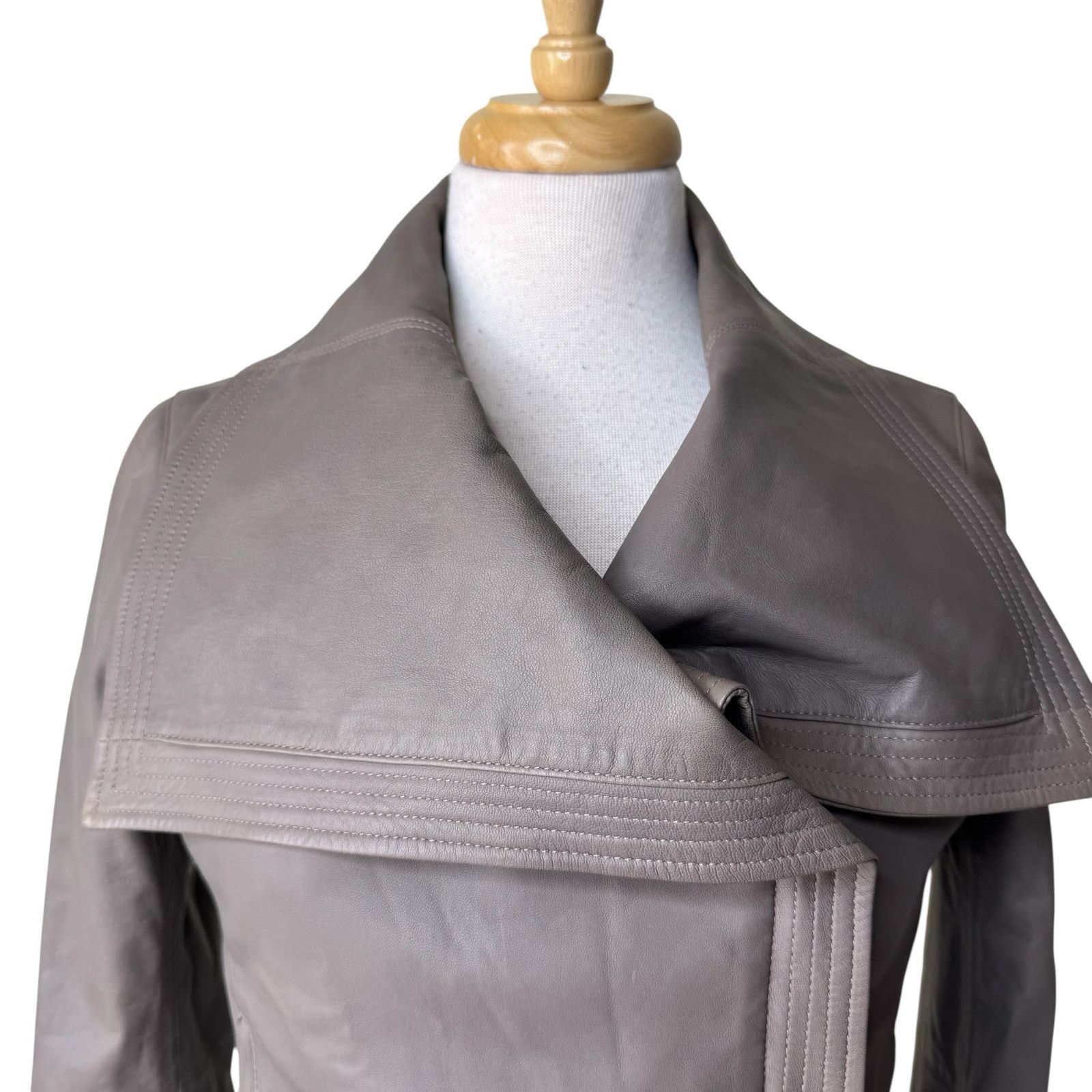 Vince VINCE 100% Leather Jacket Oversized Collar Offset Zipper Size S / US 4 / IT 40 - 5 Thumbnail