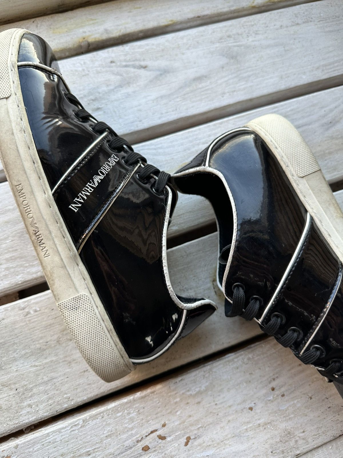 Designer × Emporio Armani × Giorgio Armani 🚨ARMANI BLACK SHOES MINIMALISM SNEAKERS MONOGRAM LUXURY Size US 6 / EU 39 - 17 Thumbnail