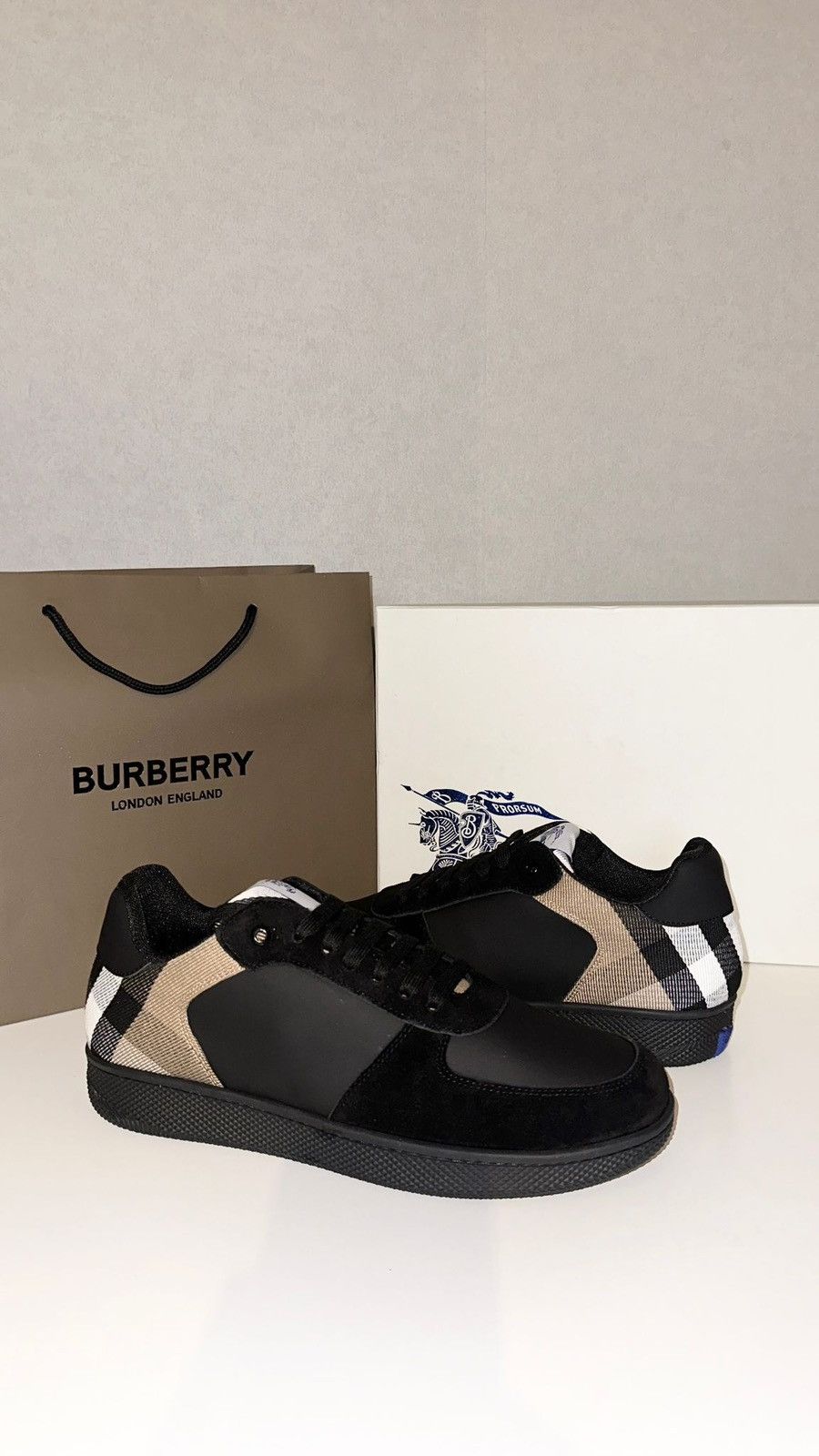 Burberry Low-Top Sneakers – Check Panel – Black – OG All