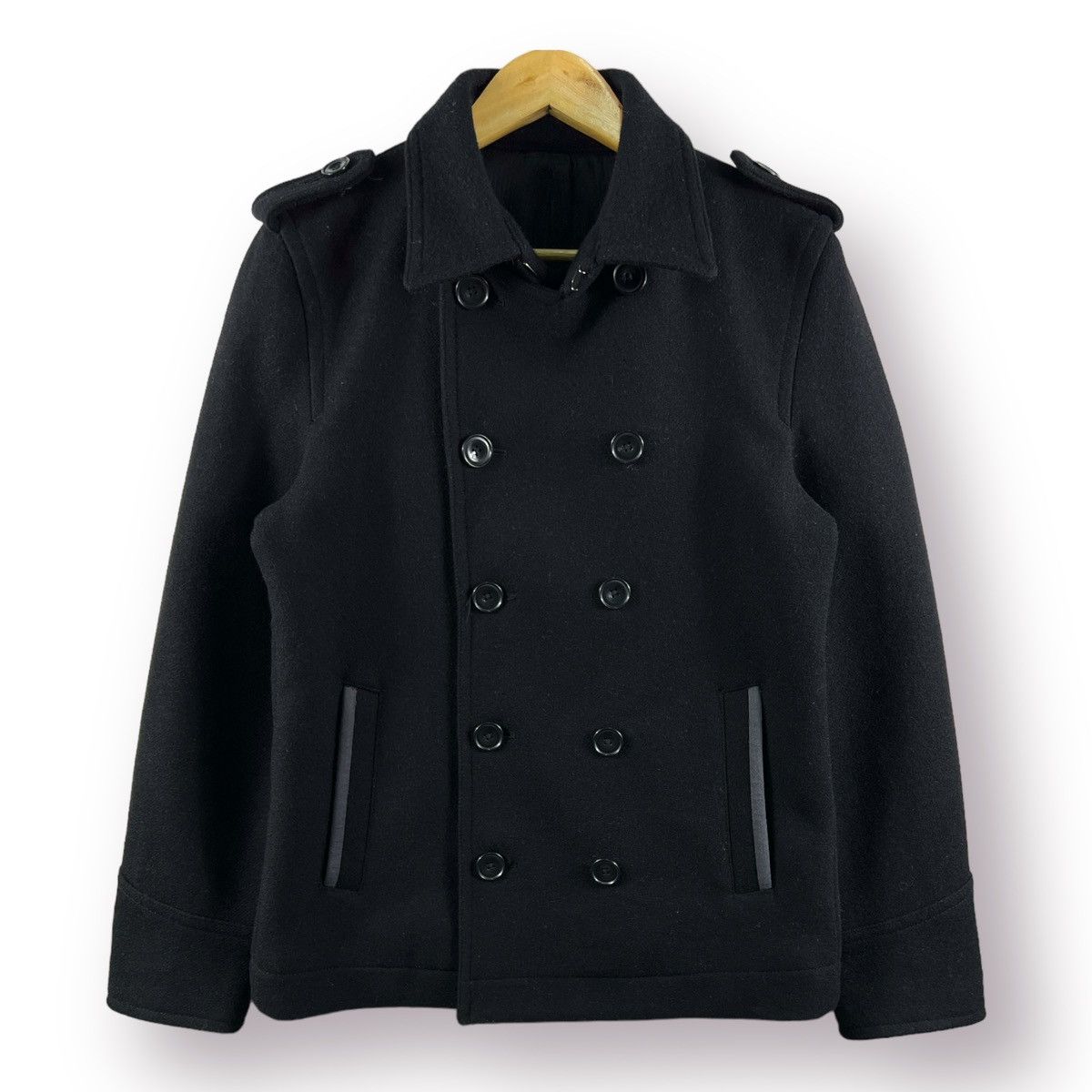 image of Abahouse Japan Wool Peacoat Jacket in Black, Women's (Size Medium)