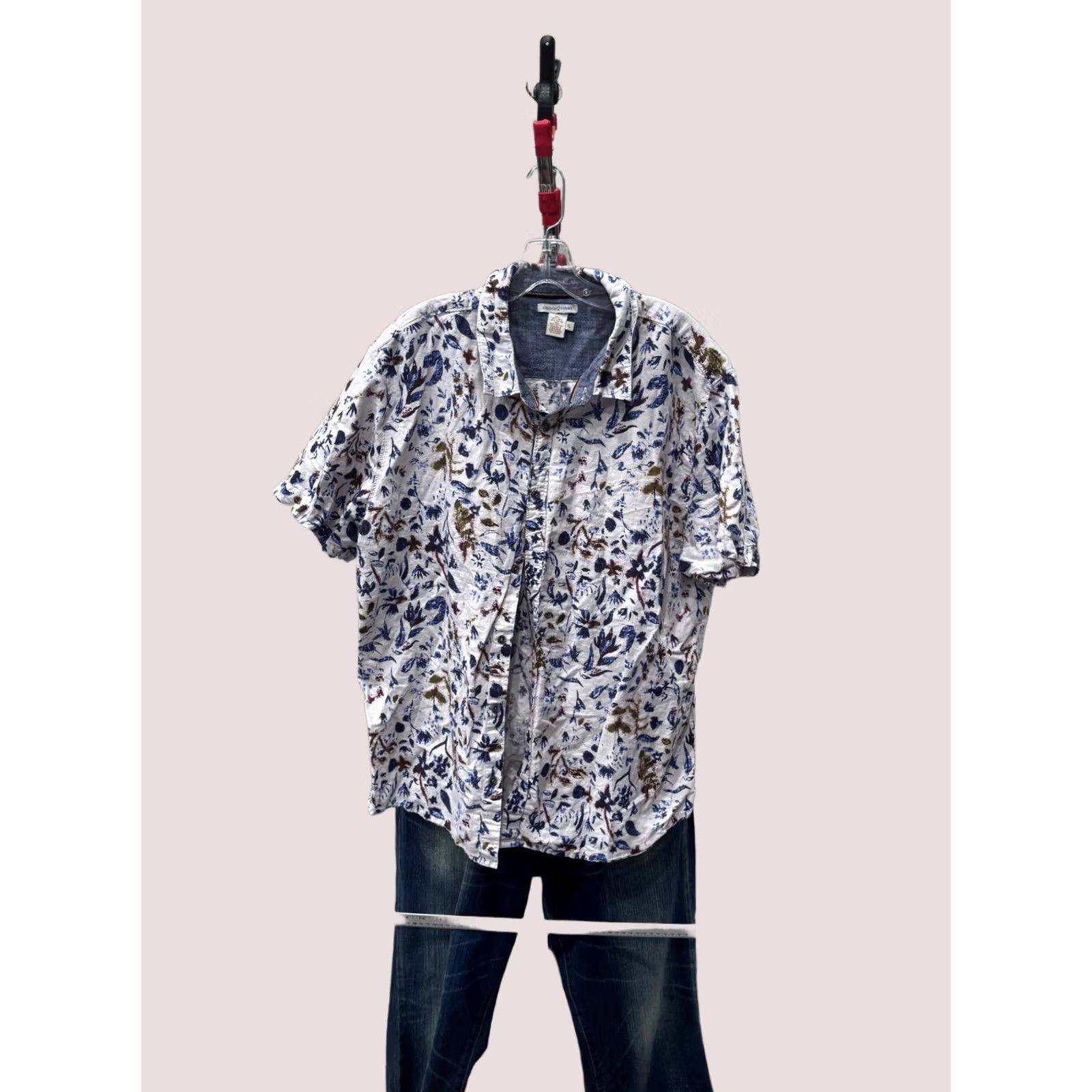 Carbon2Cobalt VINTAGE Carbon 2 Cobalt Linen Floral SHORT SLEEVE BUTTON UP SHIRT 2XL XXL Size US XXL / EU 58 / 5 - 1 Thumbnail