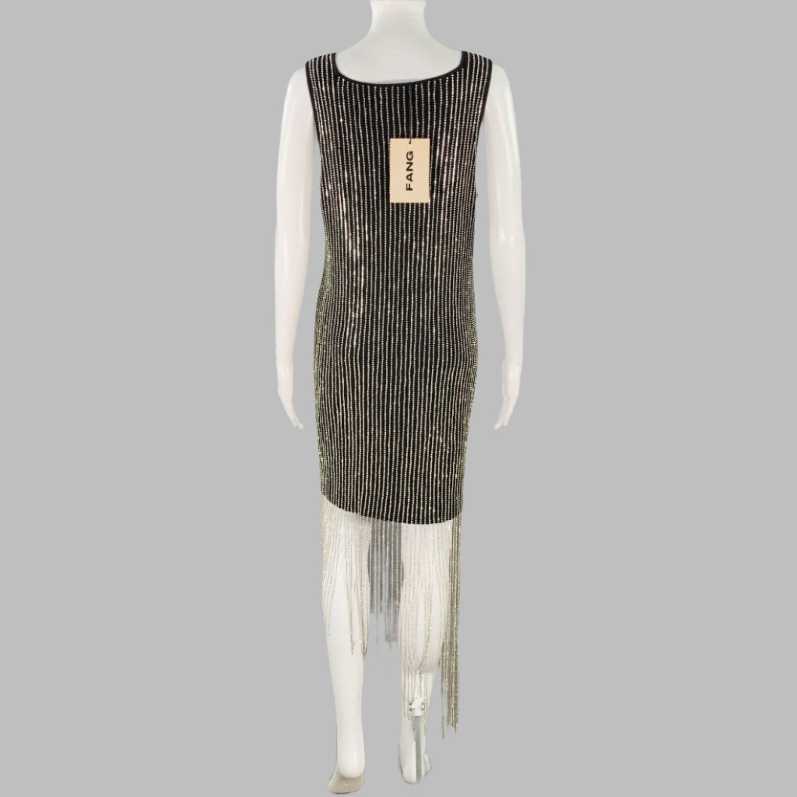 Other Asymmetrical Rhinestone Black Silver Cotton Cocktail Dress Size M / US 6-8 / IT 42-44 - 4 Thumbnail