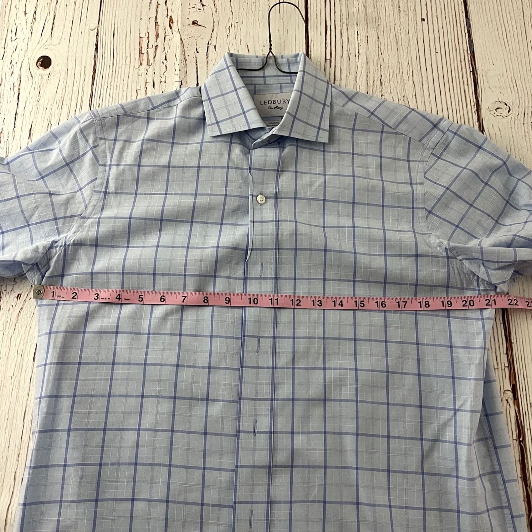 Vintage Ledbury Dress Shirt Plaid Long Sleeve Blue 15.5 Mens Classic/Fitted Sleeve High-Quality Shirt Size US L / EU 52-54 / 3 - 4 Thumbnail