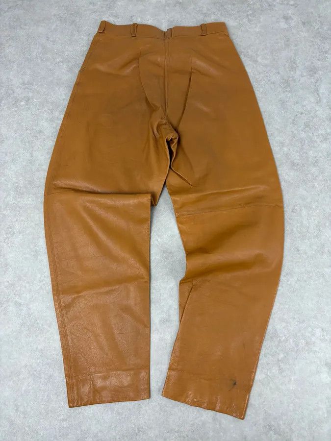 Vintage 1980s Gianni Versace Cognac Leather Pants Size US 32 / EU 48 - 6 Thumbnail
