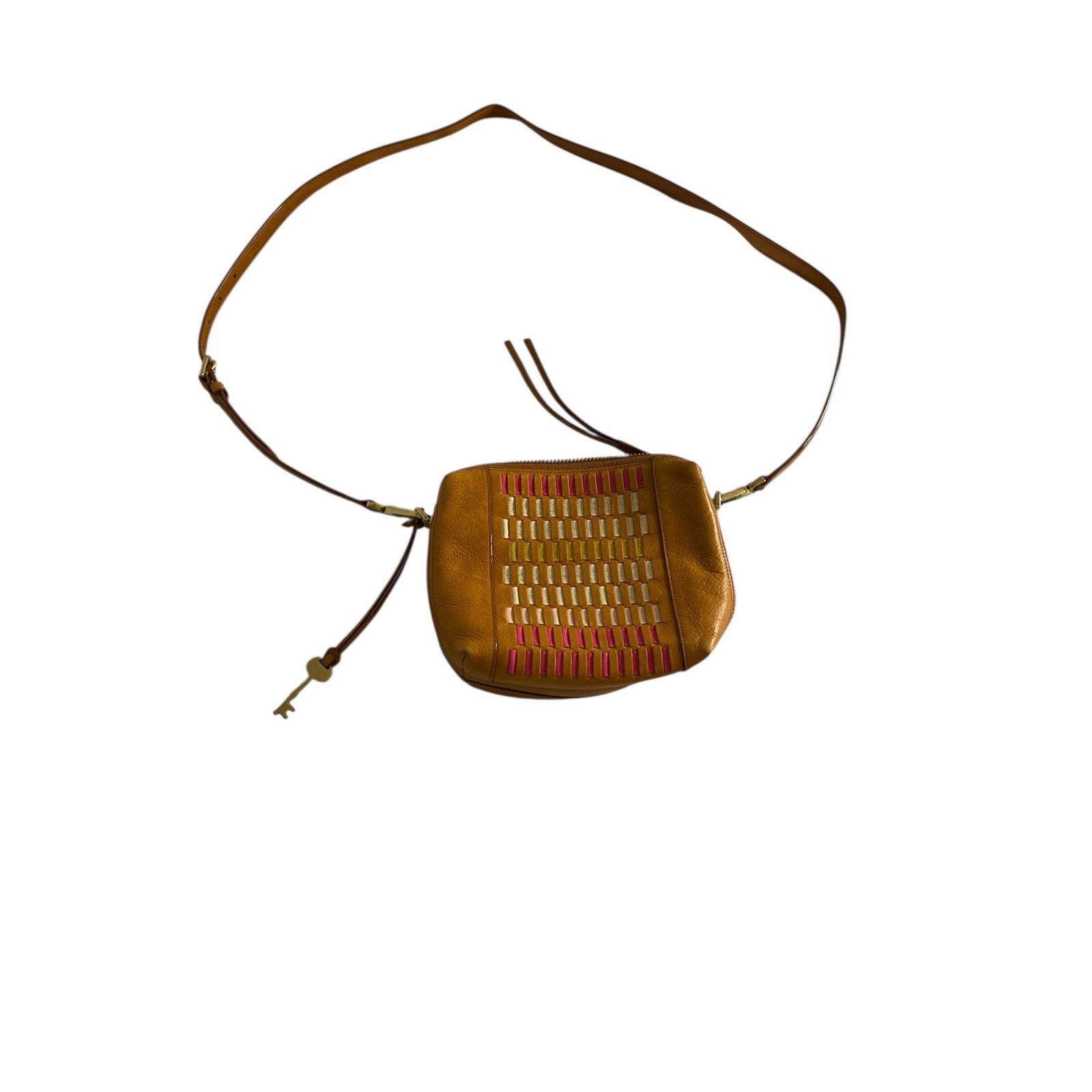 Fossil Retro Woven Leather Crossbody Fossil Tan Multicolor Size ONE SIZE - 2 Thumbnail
