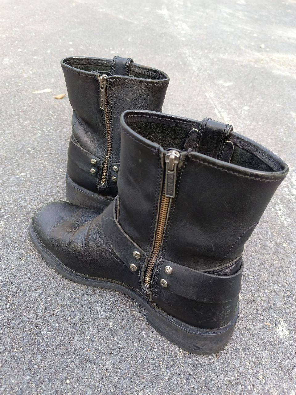 Harley Davidson × Leather HARLEY DIVIDSON LEATHER RING CHEALSEA BOOTS ZIPPER Size US 7.5 / IT 37.5 - 3 Thumbnail