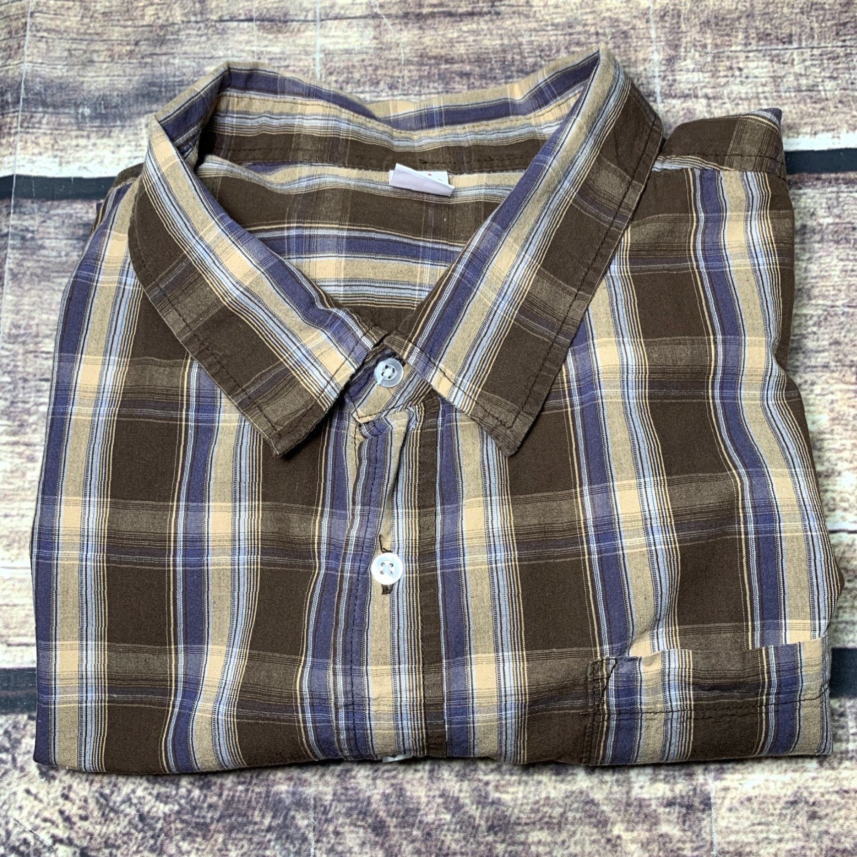 Rails Open Trails Mens Short Sleeve Shirt XXXL Brown Blue Tan Plaid Button Up Shirt Size US XXL / EU 58 / 5 - 8 Thumbnail