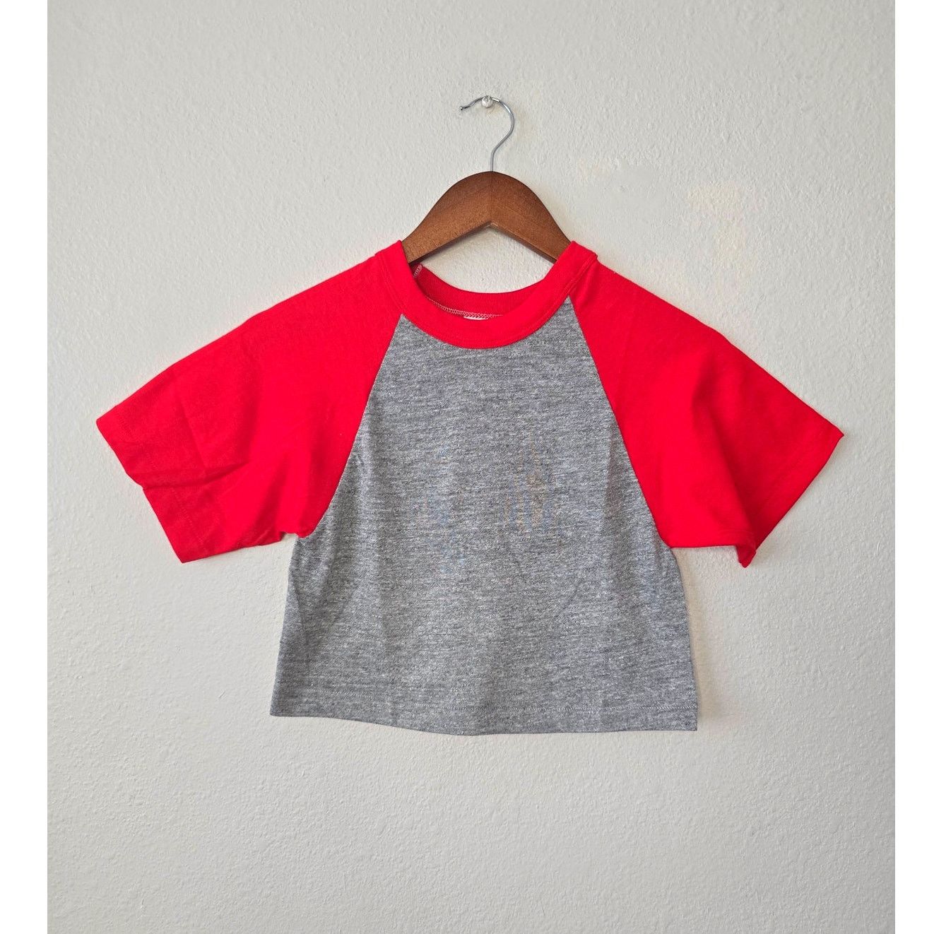 Other 80s Women's Vintage Sportswear Gray Red Crop Top Tee Women S Size S / US 4 / IT 40 - 1 Thumbnail