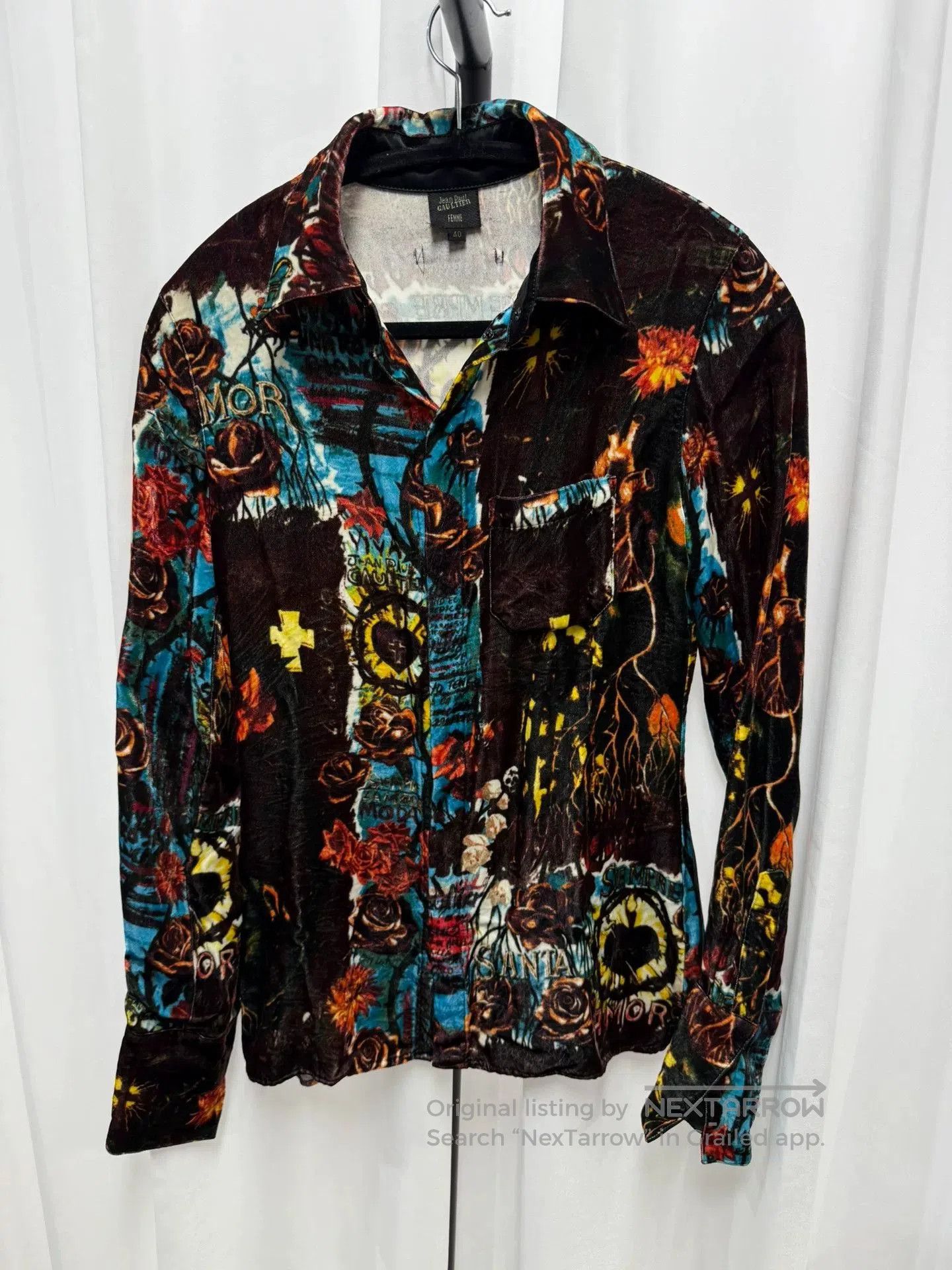 Jean Paul Gaultier Jean Paul Gaultier Floral Velvet Shirt. Size M / US 6-8 / IT 42-44 - 1 Thumbnail