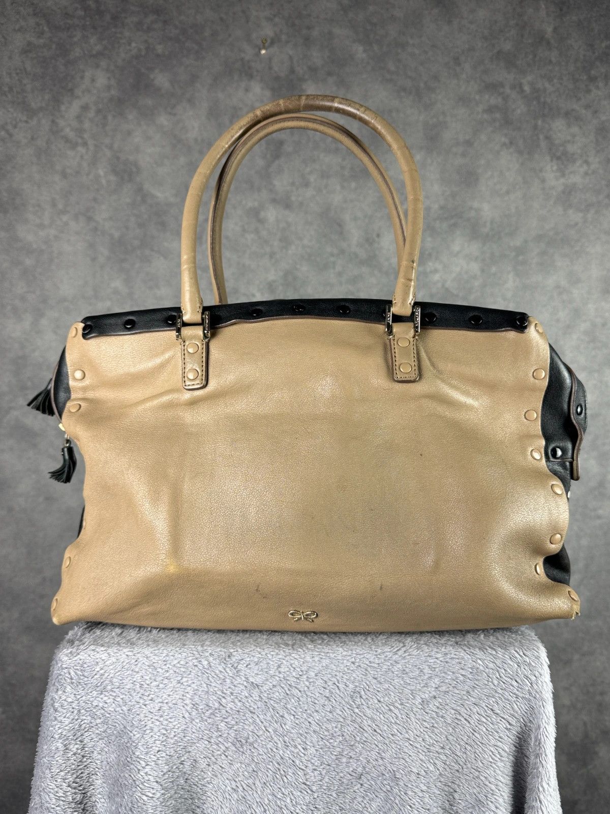 Anya Hindmarch Anya Hindmarch Leather Handbag Brown Black Logo Lock Size ONE SIZE - 6 Thumbnail