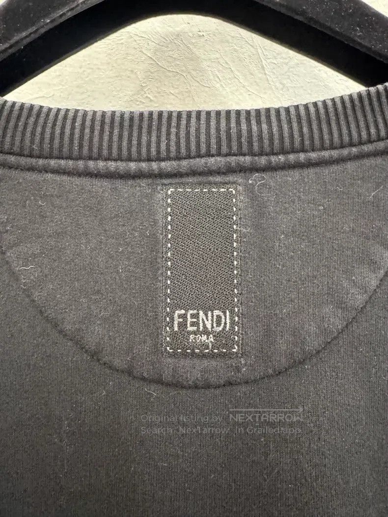Fendi Fendi Black leather patch logo men's long-sleeve sweatshir Size US M / EU 48-50 / 2 - 5 Thumbnail