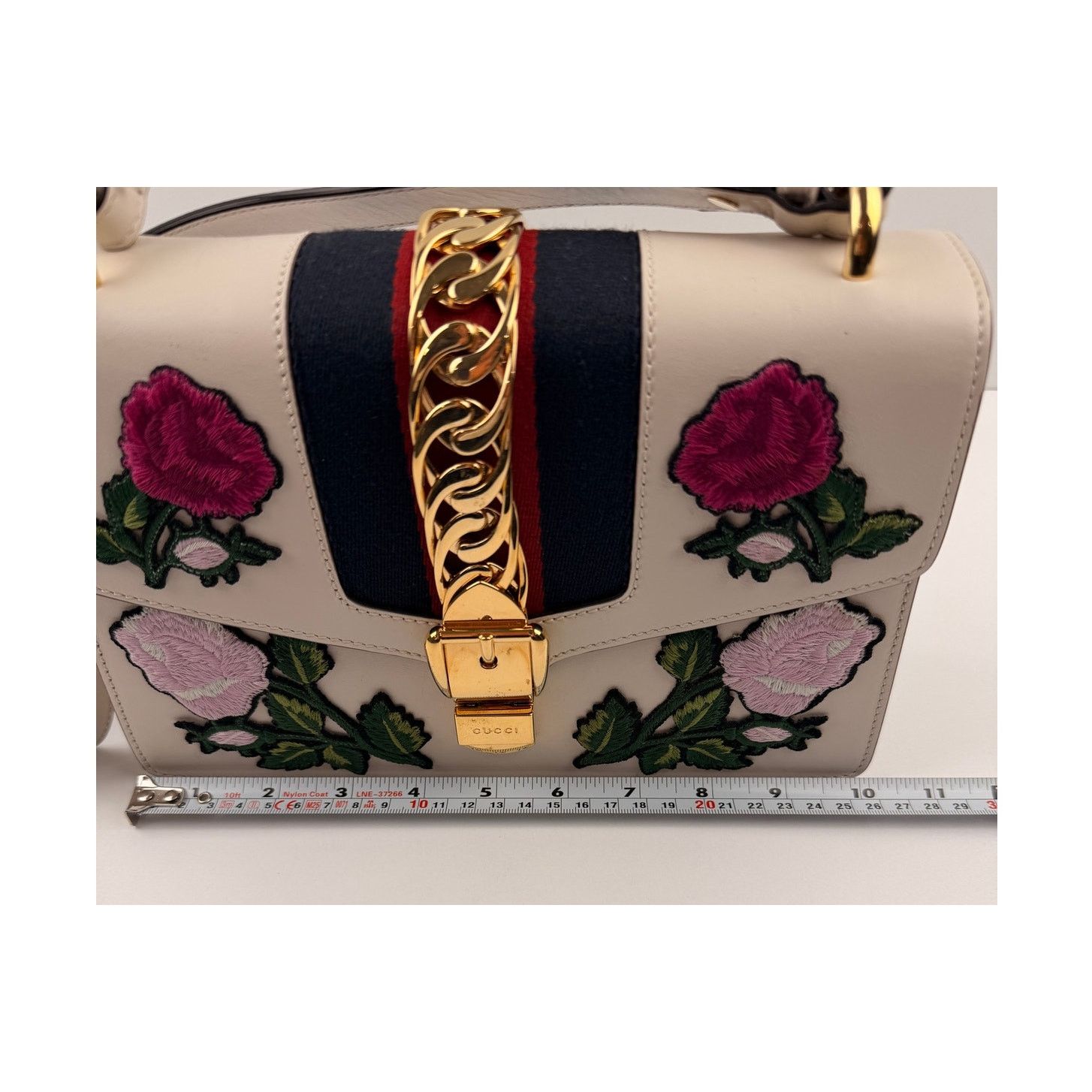 Gucci GUCCI Sylvie Embroidered Floral Shoulder Bag in White Size ONE SIZE - 15 Thumbnail