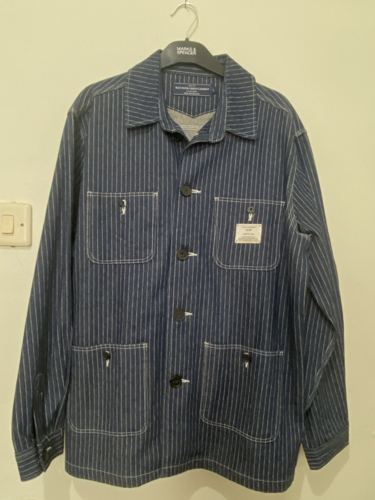 Japanese Brand Blue Water Urban Garment Japanese Chore Denim Jacket Size US L / EU 52-54 / 3 - 1 Thumbnail