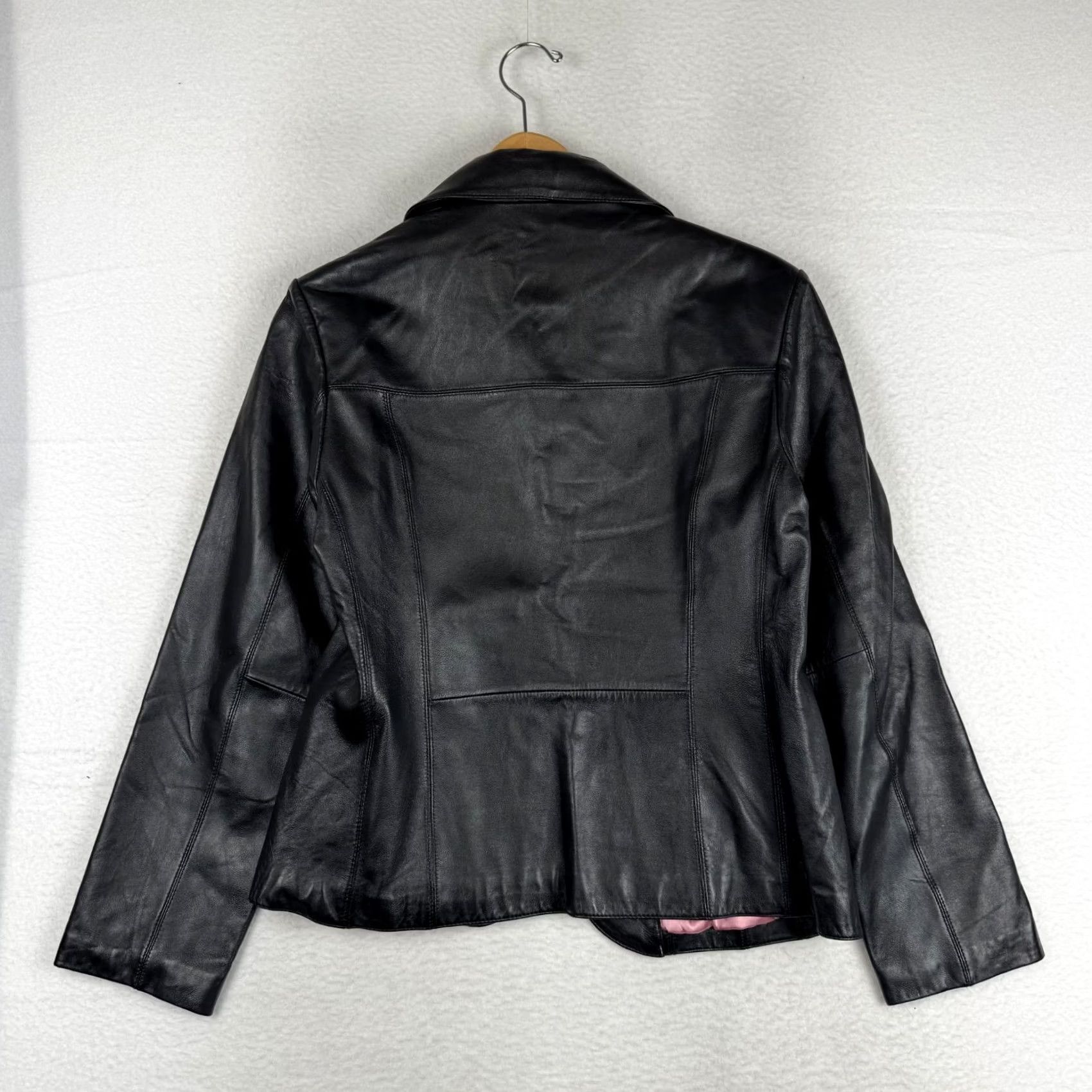 Vintage VINTAGE Wilsons Leather Coat Womens L Black Leather Mid-Length 90s Satin Pink Liner Regular Coat Mens Womens Girls Size L / US 10 / IT 46 - 5 Thumbnail