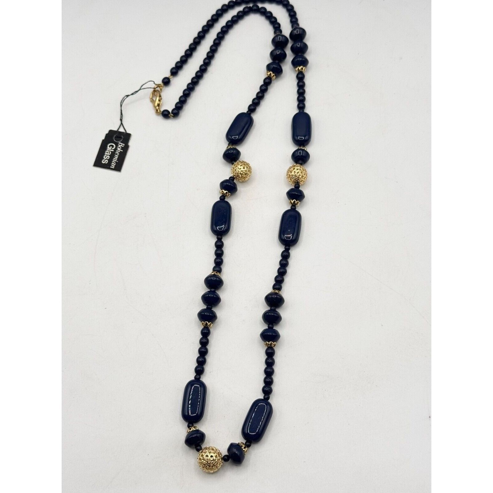 Vintage Vintage Bohemian NOS Blue Beaded Necklace with Tag Size ONE SIZE - 4 Thumbnail