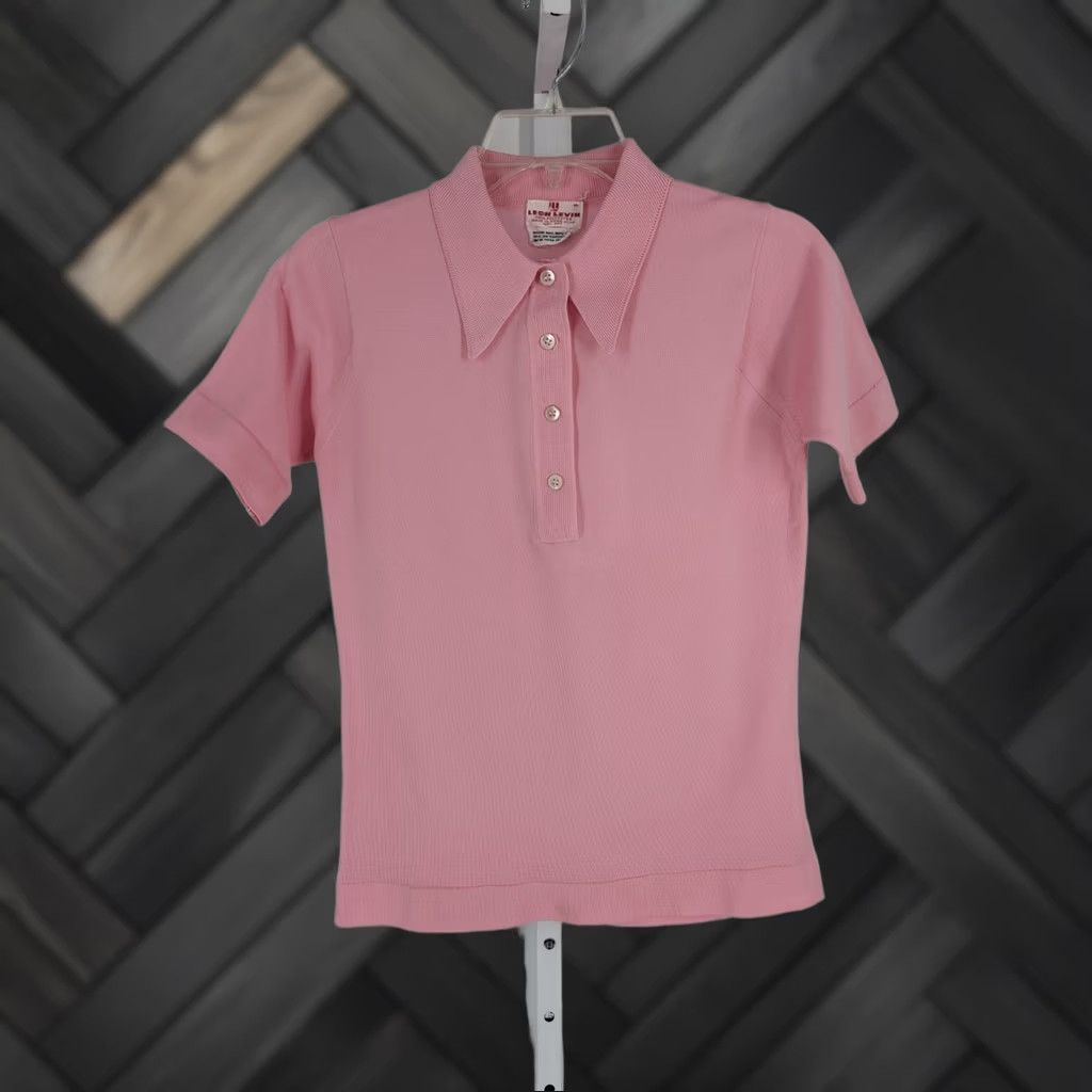Vintage VINTAGE 70s Mod Rockabilly Pink Leon Levin Knit Polo Shirt M Rockabilly Shirt Mens Pink Polo Knit Leon Levin 1970s Size M / US 6-8 / IT 42-44 - 1 Thumbnail