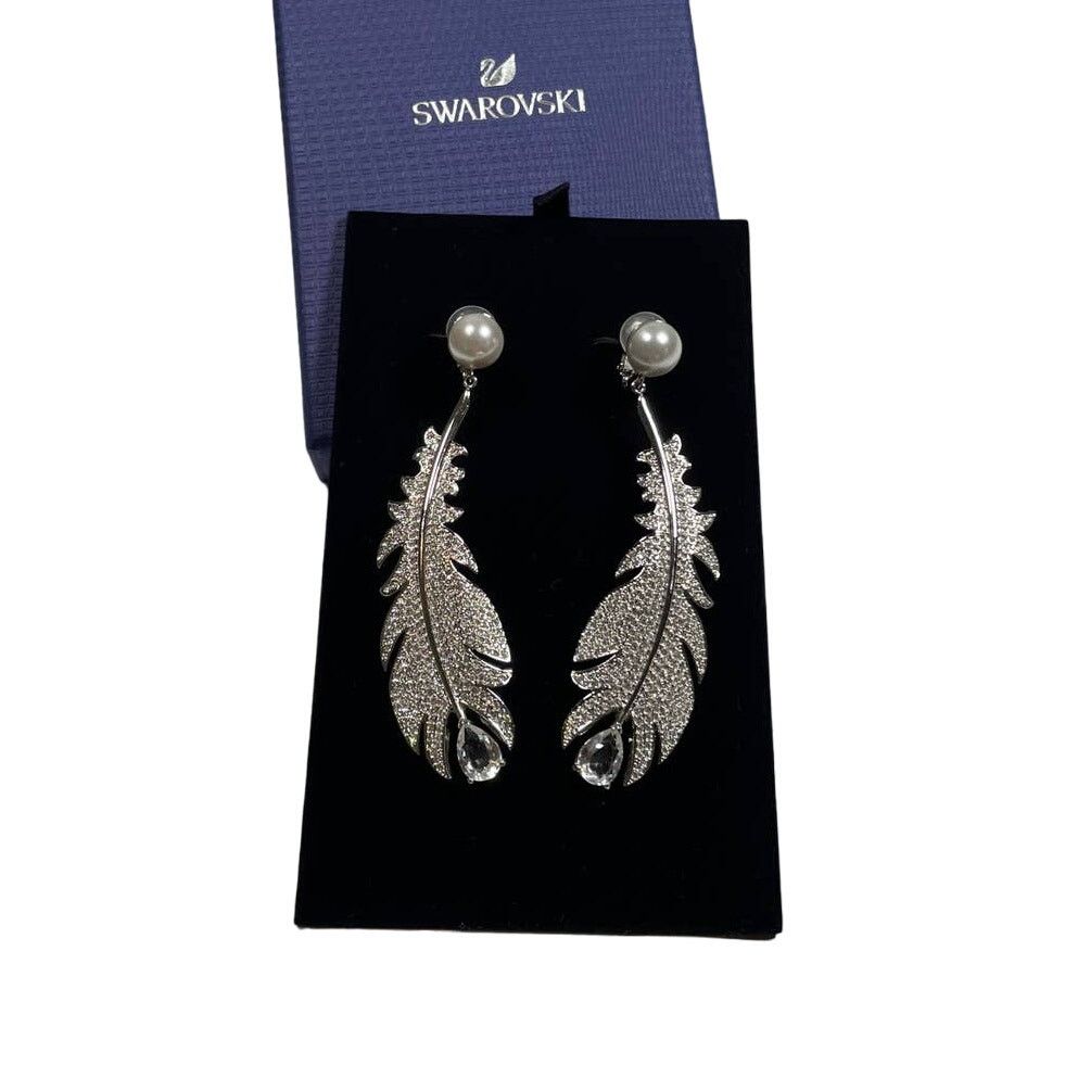 Swarovski Swarovski Nice Feather Talking Piece Clip Earrings Size ONE SIZE - 1 Thumbnail