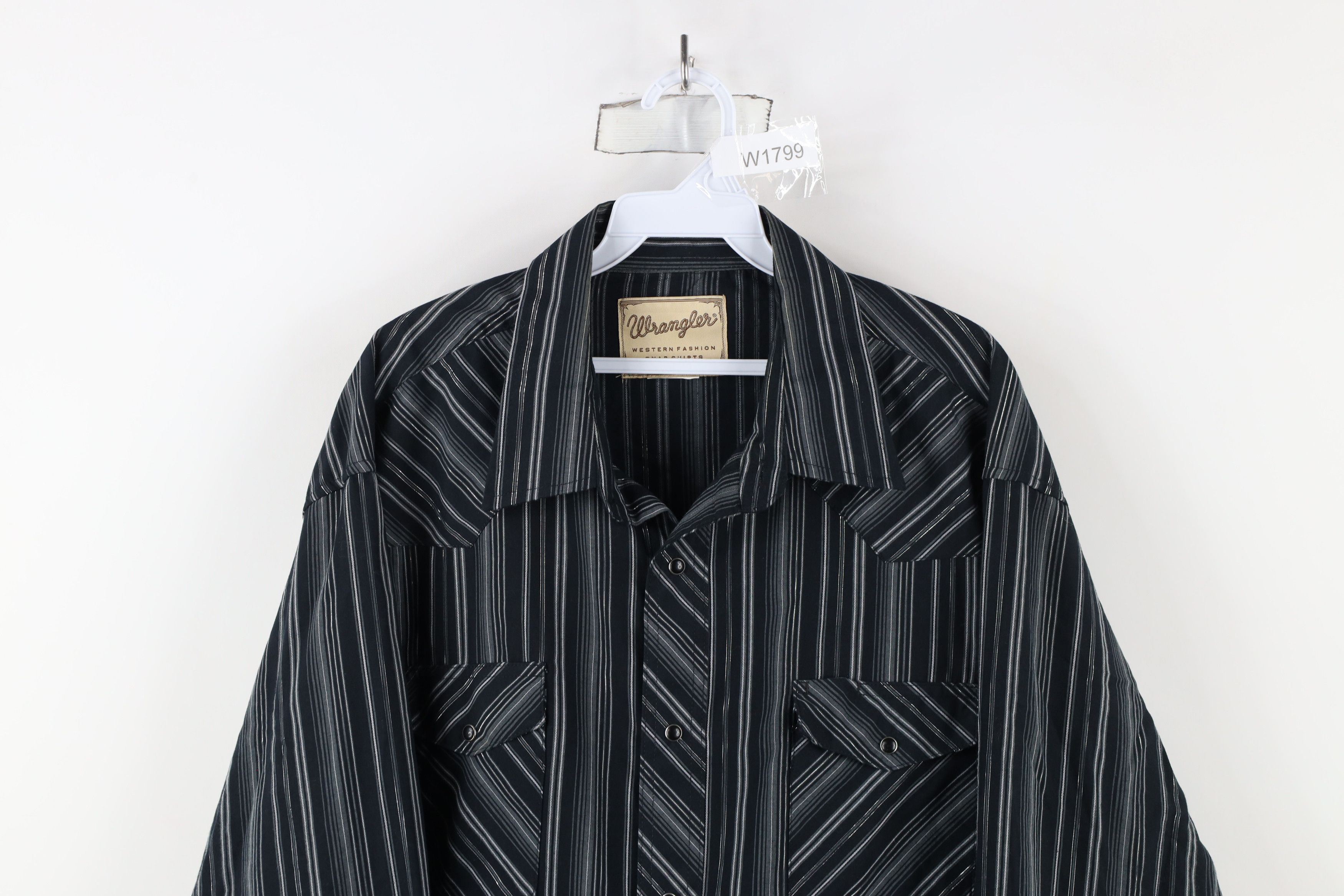 Vintage × Wrangler Vintage 90s Wrangler Metallic Striped Snap Button Shirt Size US XXL / EU 58 / 5 - 2 Thumbnail