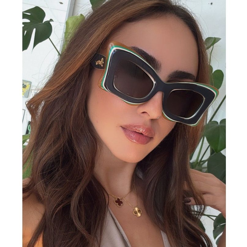Loewe NEW Loewe LW40140U Layered Curvy Cat Eye Sunglasses in Grey Size ONE SIZE - 1 Thumbnail