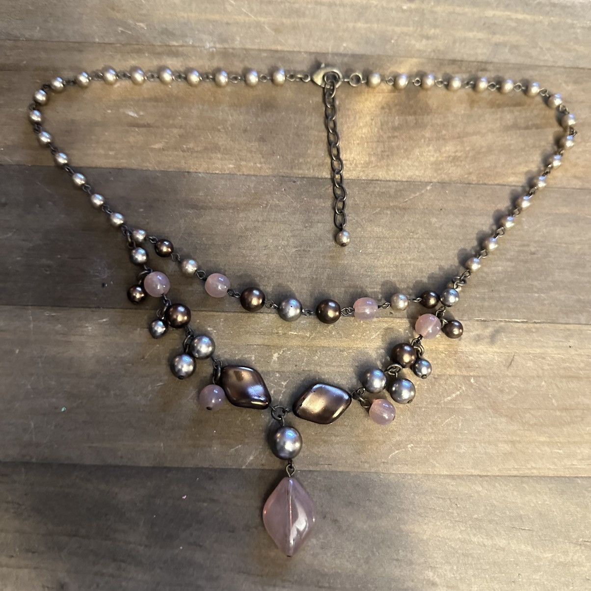 Other Draped copper and silver pearl necklace Size ONE SIZE - 2 Thumbnail
