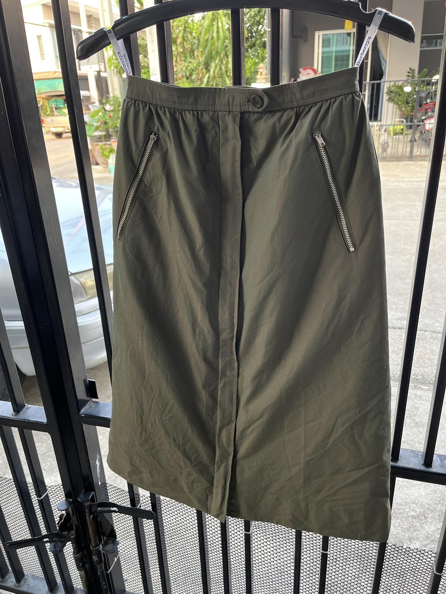 image of Burberry Midi Skirt Nova Check Inner 90's in Military Green, Women's (Size 24)