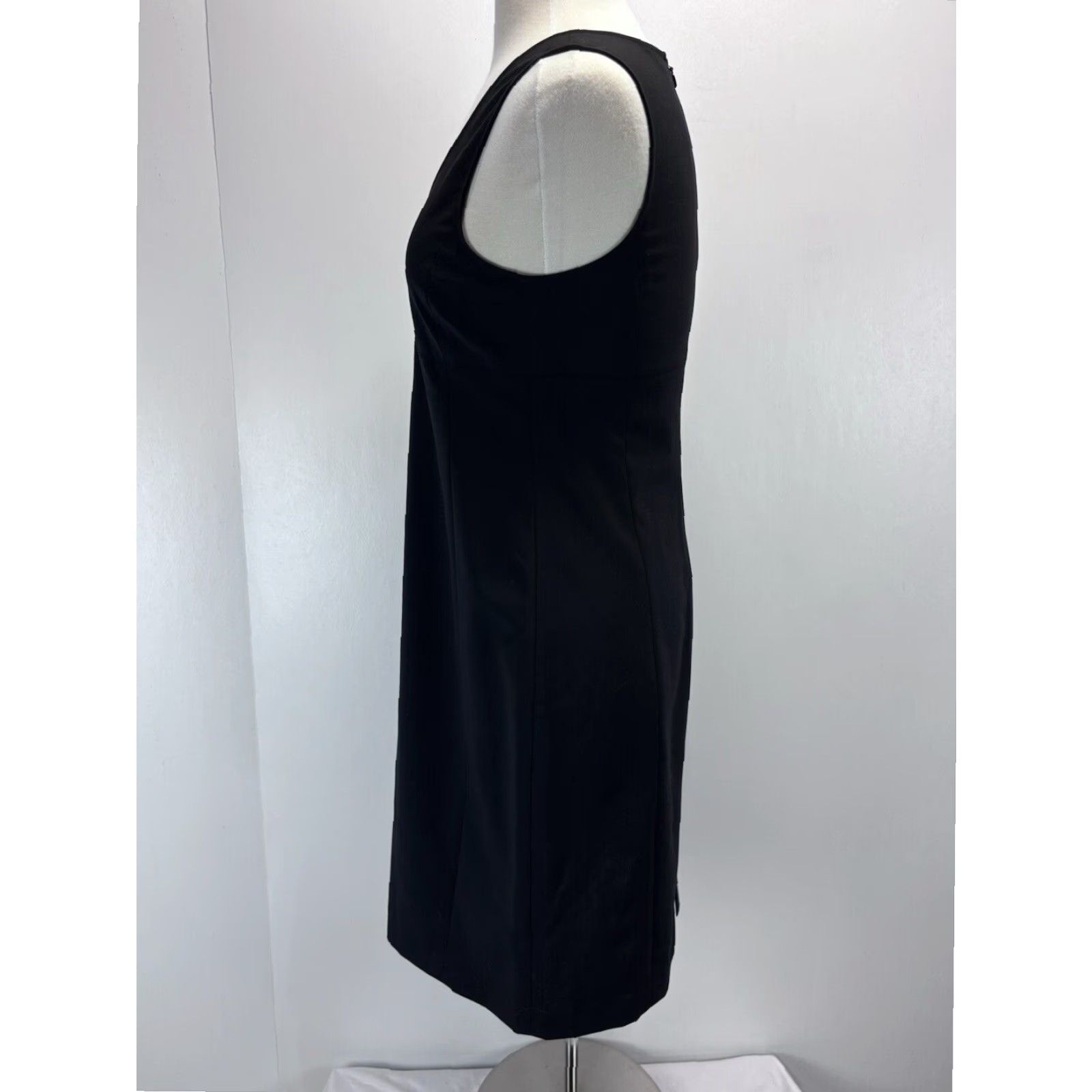 Theory Theory Women's Black Wool Blend Midi Sheath Dress, Size 12, Sleeveless Classic V-Neck, Business Party Wear Size XL / US 12-14 / IT 48-50 - 2 Thumbnail