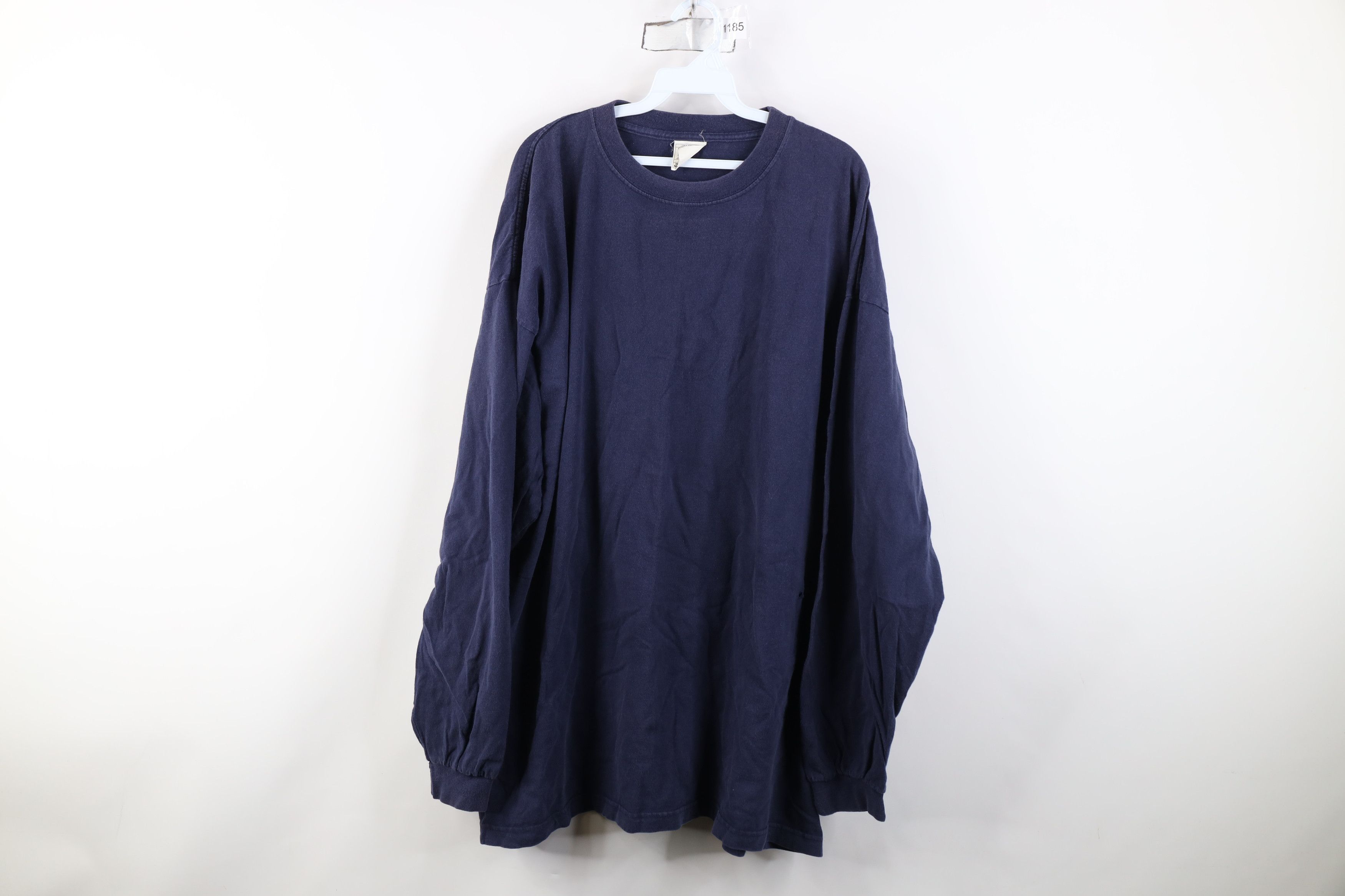 Vintage Vintage 90s Streetwear Cotton Long Sleeve T-Shirt Blue USA Size US XXL / EU 58 / 5 - 1 Thumbnail