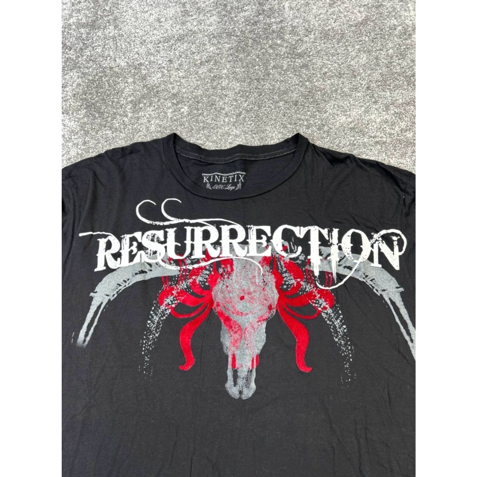 Vintage VINTAGE Kinetix Shirt Mens 2XL Black Cotton Crew Neck Short Sleeve 90s Style Vintage T-Shirt Man Mens Size US XXL / EU 58 / 5 - 2 Thumbnail