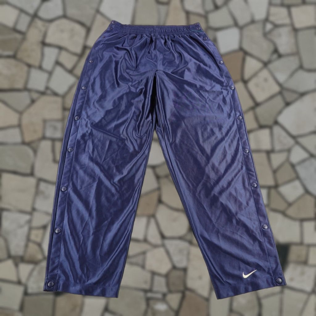 VINTAGE Nike Pants Mens XL Blue Tear Away Track Shiny Dazzle Peel Off Warmup 90s