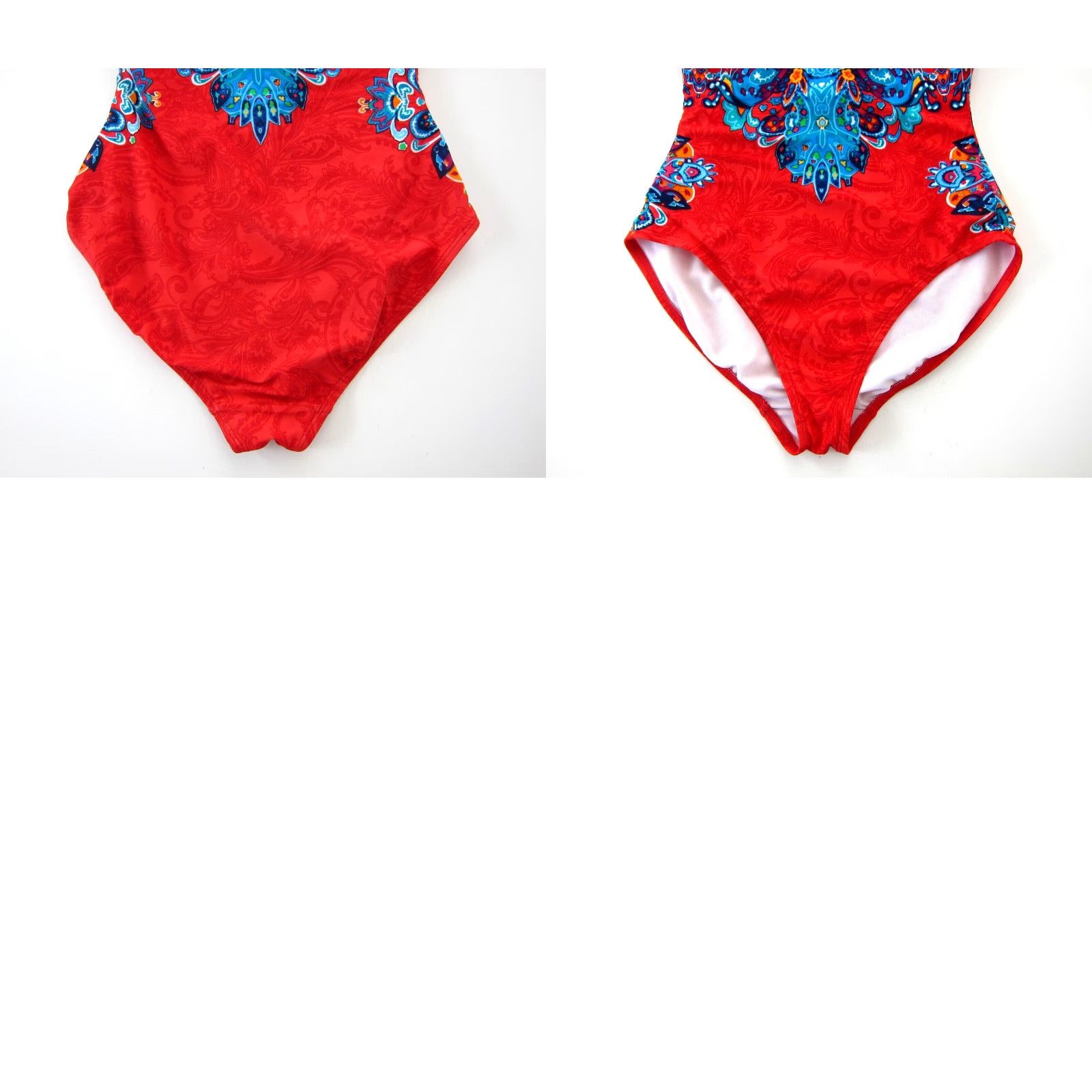 Ralph Lauren VINTAGE Ralph Lauren Green Label Red Blue Floral Paisley One Piece Halter Swimsuit 8 Size ONE SIZE - 8 Thumbnail