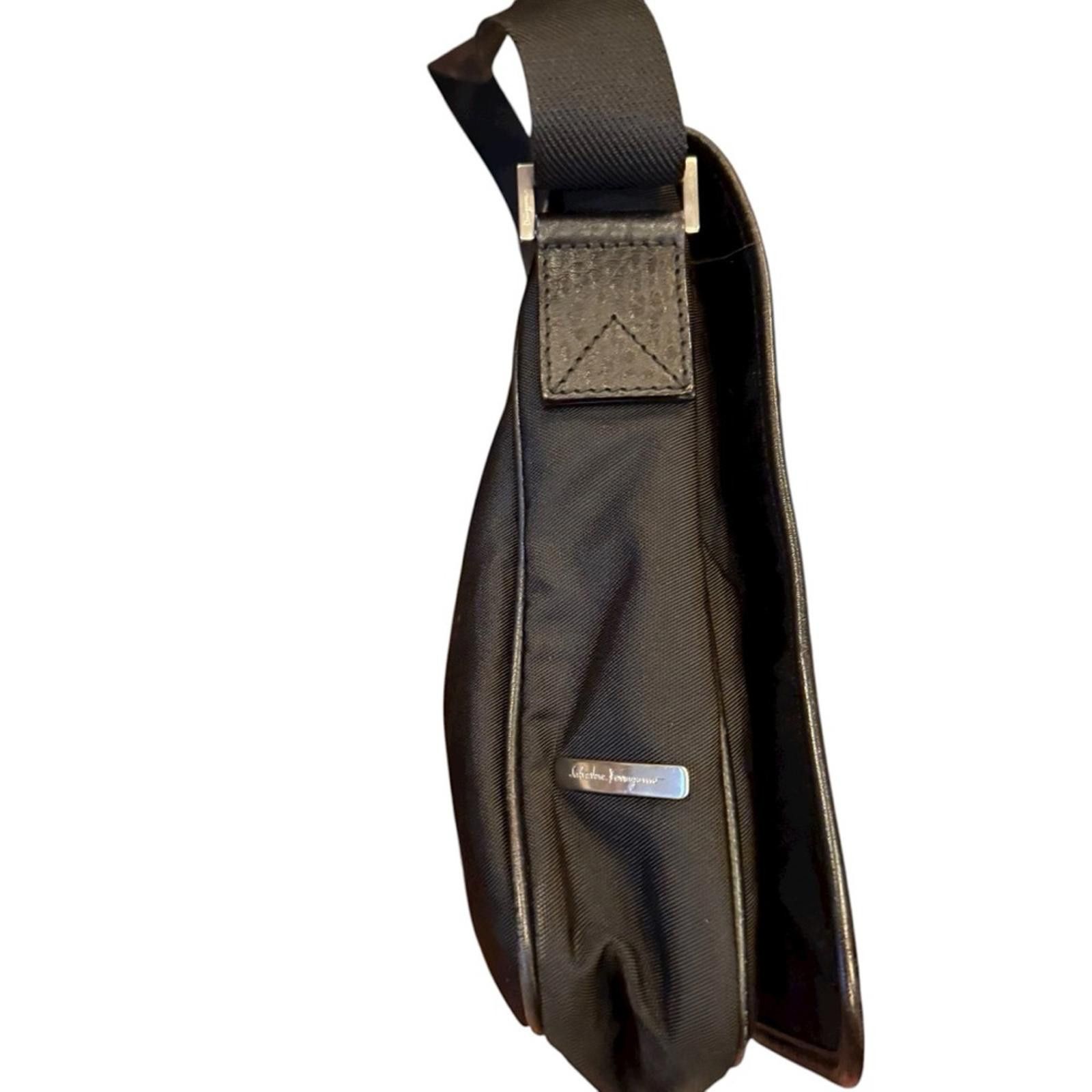 Salvatore Ferragamo Salvatore Ferragamo Men’s Leather and Canvas Messenger Bag Size ONE SIZE - 4 Thumbnail