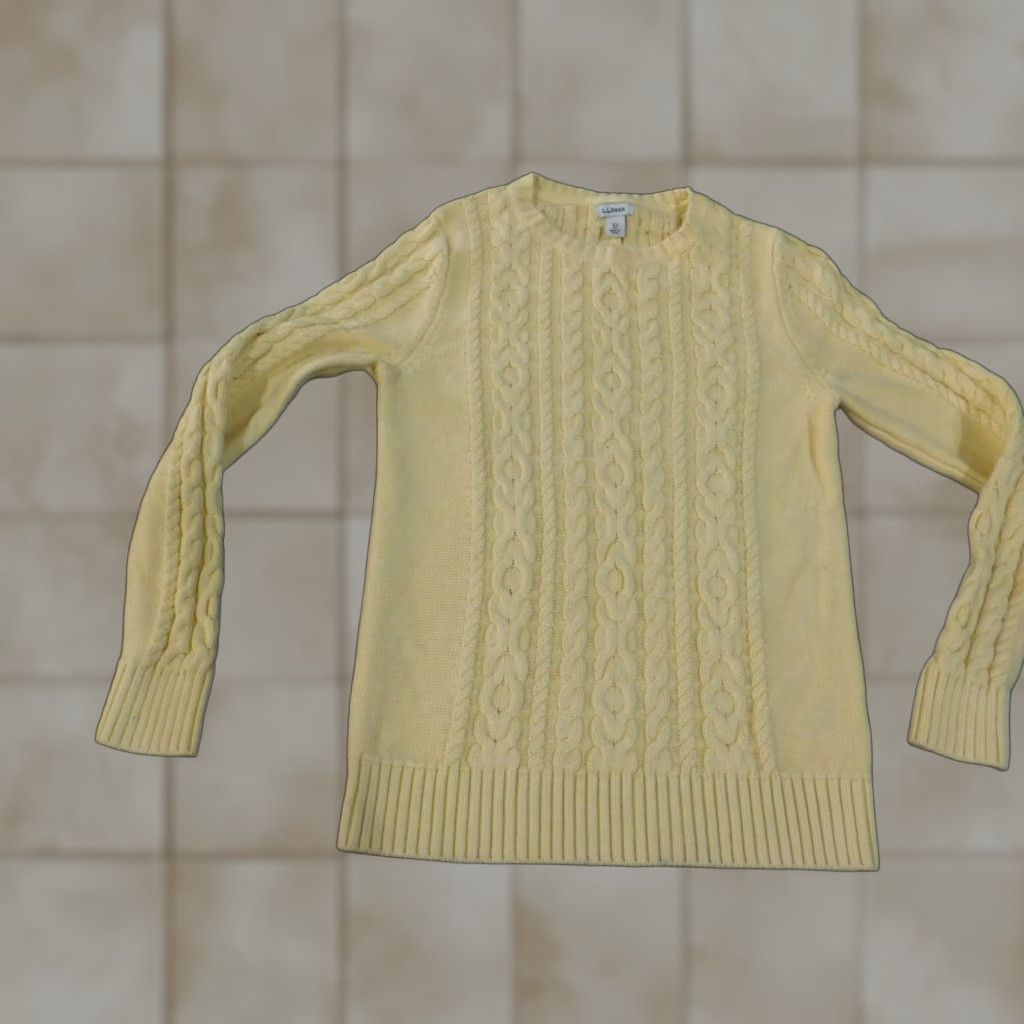 Vintage L.L. Bean Sweater Womens XS Yellow Pullover Crew Neck Cotton Knit Stretch Regular Sleeve Size XS / US 0-2 / IT 36-38 - 1 Thumbnail