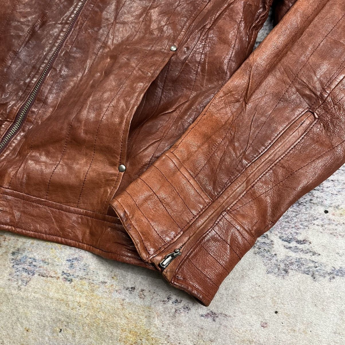Tornado Mart ASM atelier sab men double zipper bikers leather jacket Size US M / EU 48-50 / 2 - 7 Thumbnail