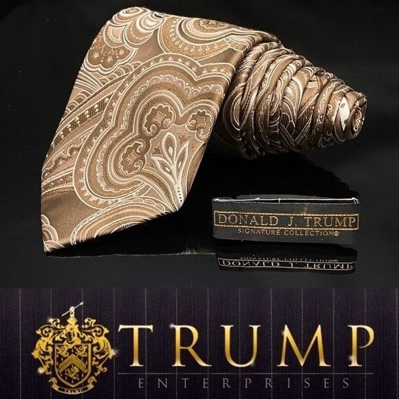 Donald Trump DONALD J. TRUMP~ SIGNATURE COLLECTION Brown White Paisley NE Size ONE SIZE - 1 Thumbnail