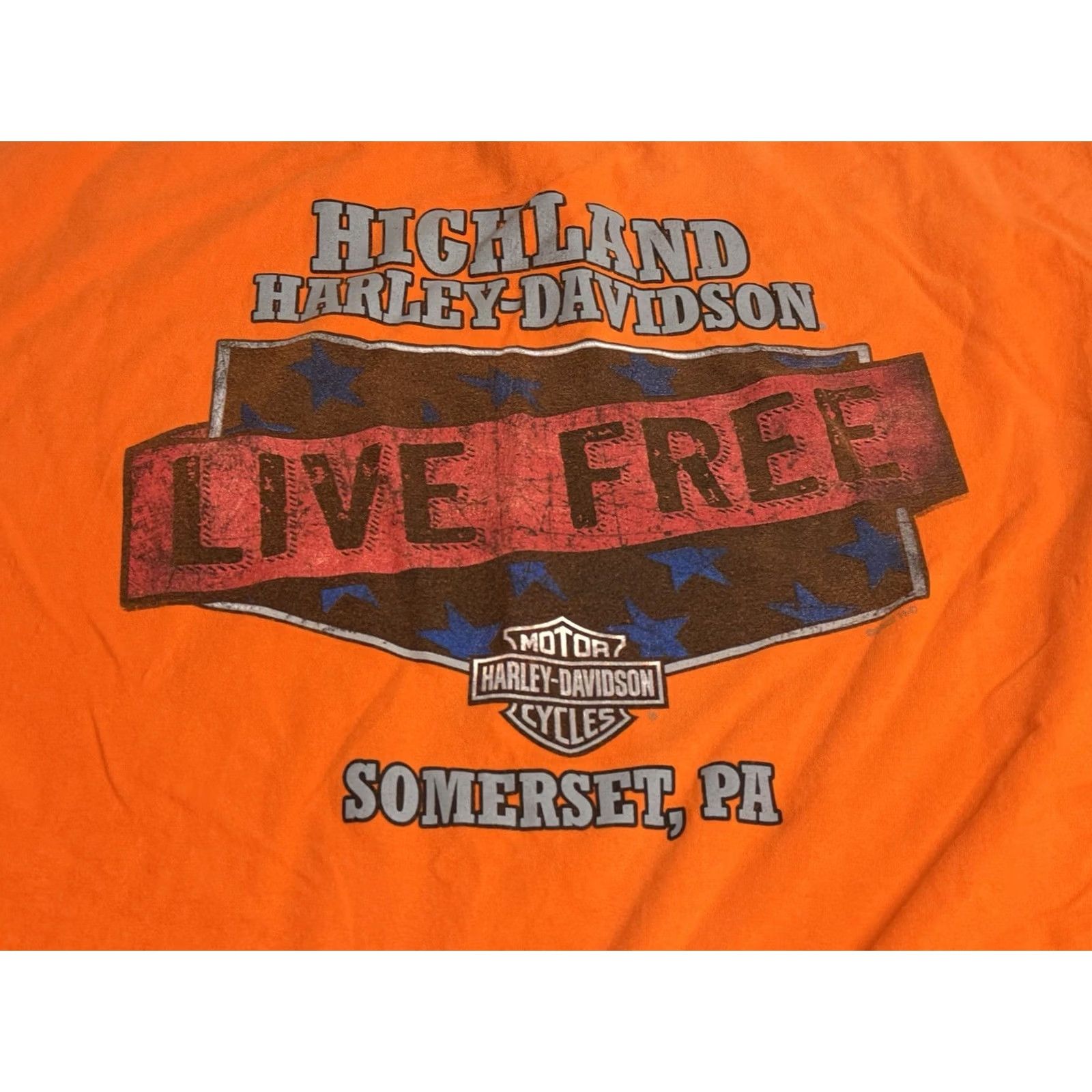 Harley Davidson Harley-Davidson Tank Sleeveless Top Live Free XL Orange Graphic Print Logo USA Motorcycle Biker T-Shirt Men Vintage 2000s Size US XL / EU 56 / 4 - 4 Thumbnail