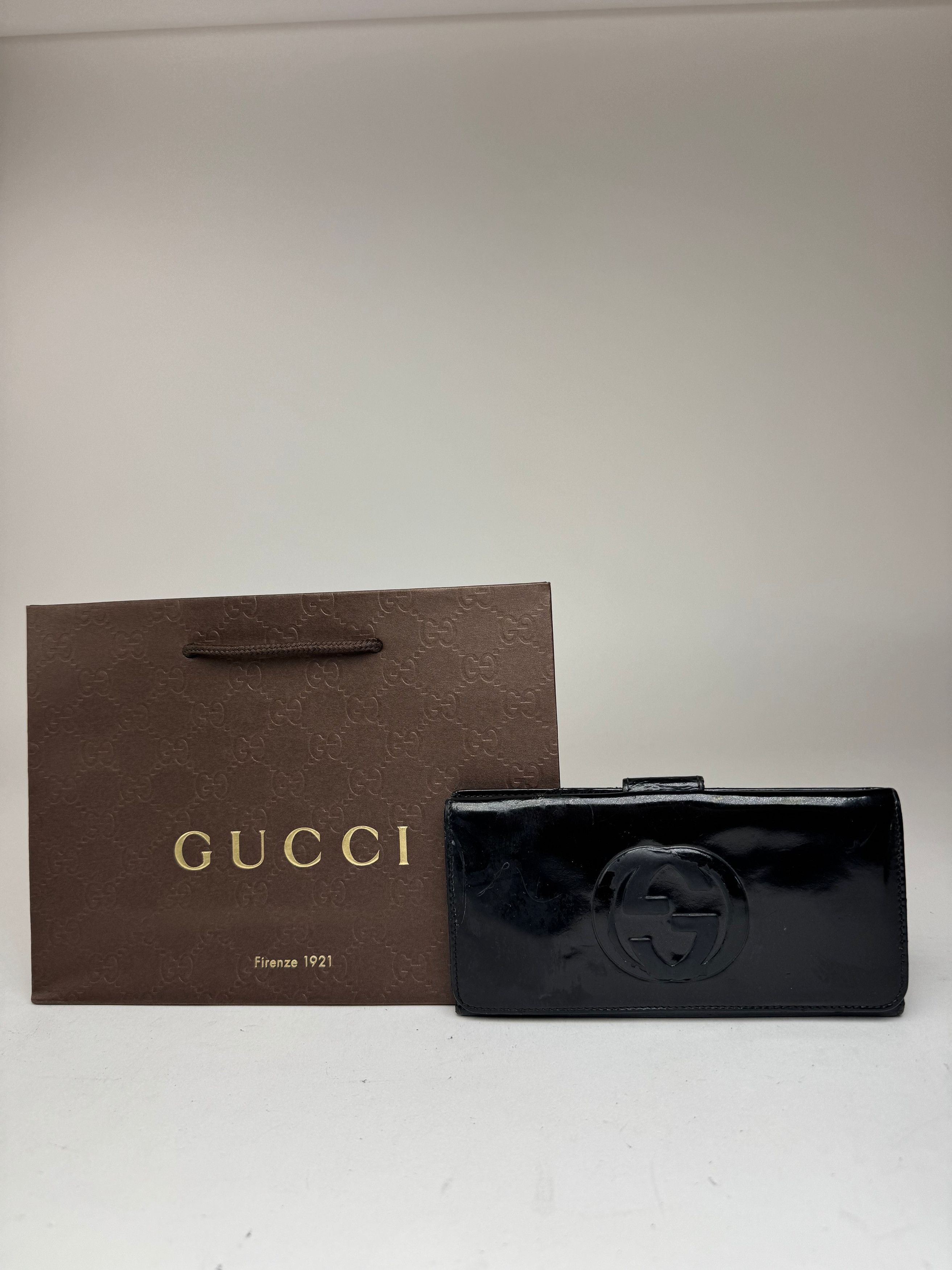Gucci Vintage GG patent leather wallet black Size ONE SIZE - 1 Thumbnail