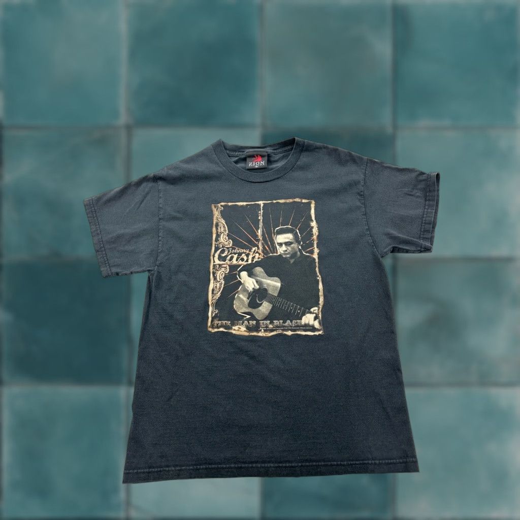 Vintage VINTAGE Zion Rootswear Johnny Cash Shirt Men’s S Black Graphic Print 90s Cowboy Music Easy Care Mens Size US S / EU 44-46 / 1 - 1 Thumbnail