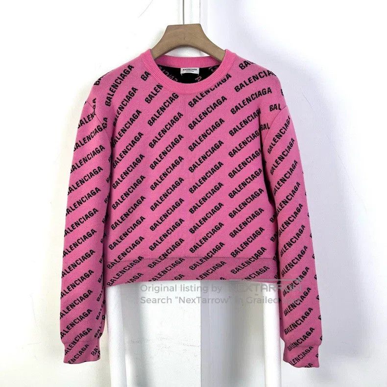 Balenciaga Pink Bullet Printed Knit Sweater