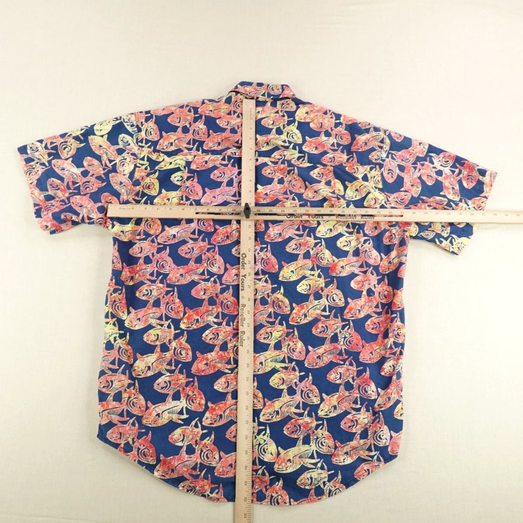 ALOHAS VINTAGE Rum Reggae Shirt Men L Blue Red Hawaiian Shark Print Aloha Button Up Size US L / EU 52-54 / 3 - 6 Thumbnail