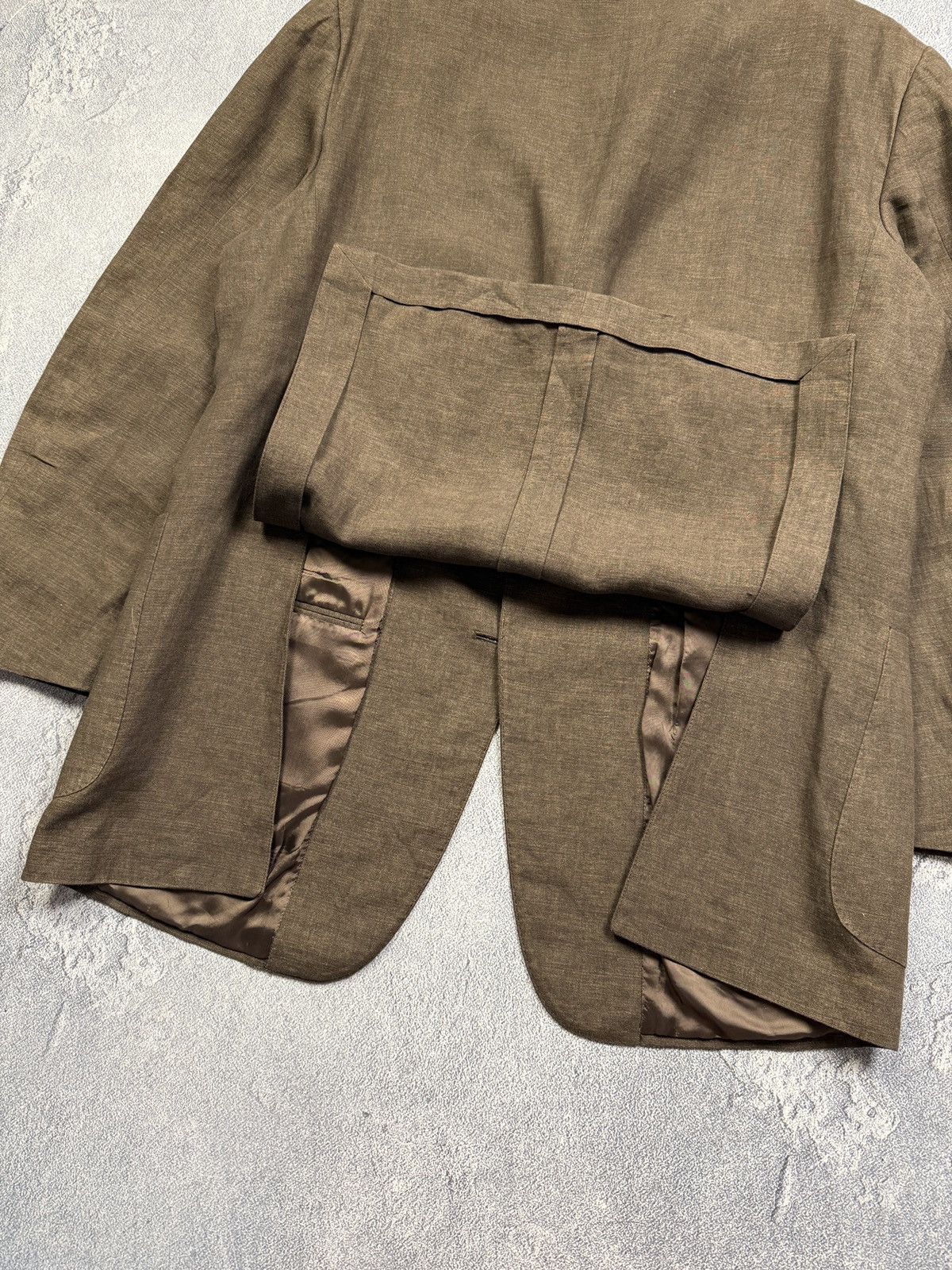 Lardini Size 54 Regular Brown Linen Double Breasted Luxury Suit Size 54R - 8 Thumbnail