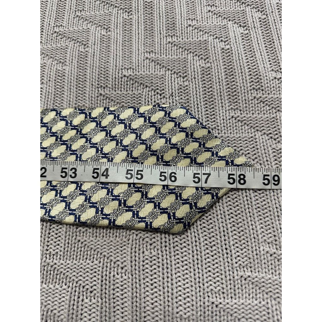 Vintage Vintage Henri Christian cream geometric print silk tie Size ONE SIZE - 4 Thumbnail